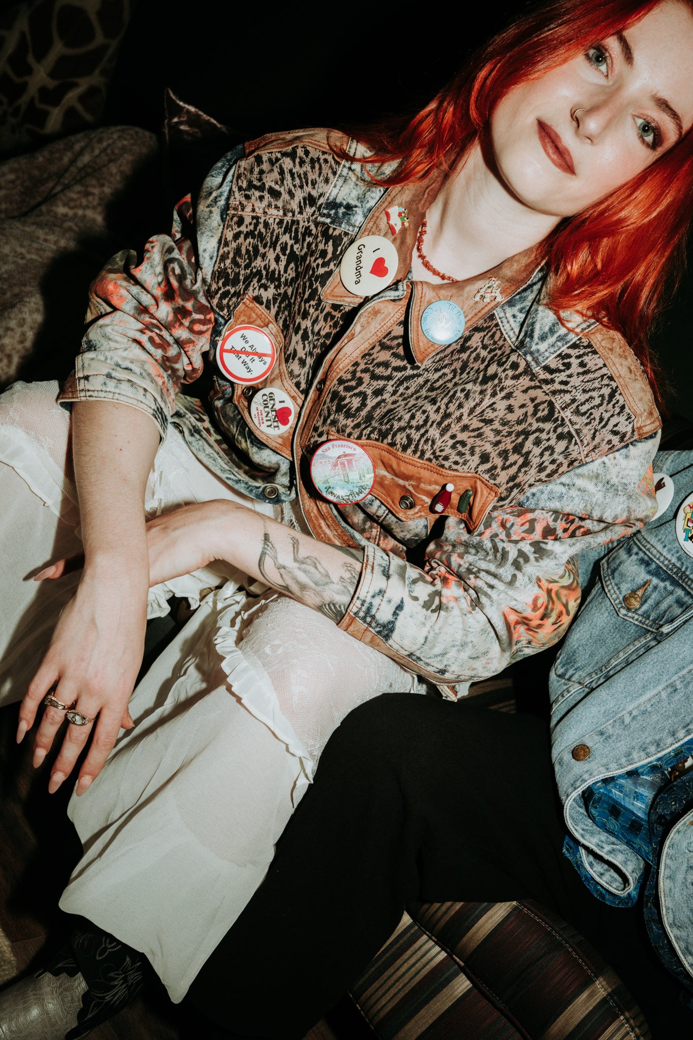 Jam's Groovy Brooched Out Denim Bomber