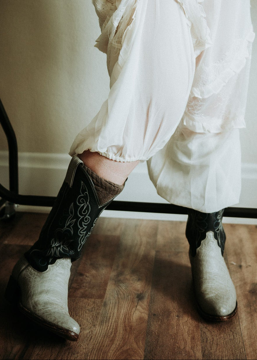 Botas Justin grises y azules de 1983