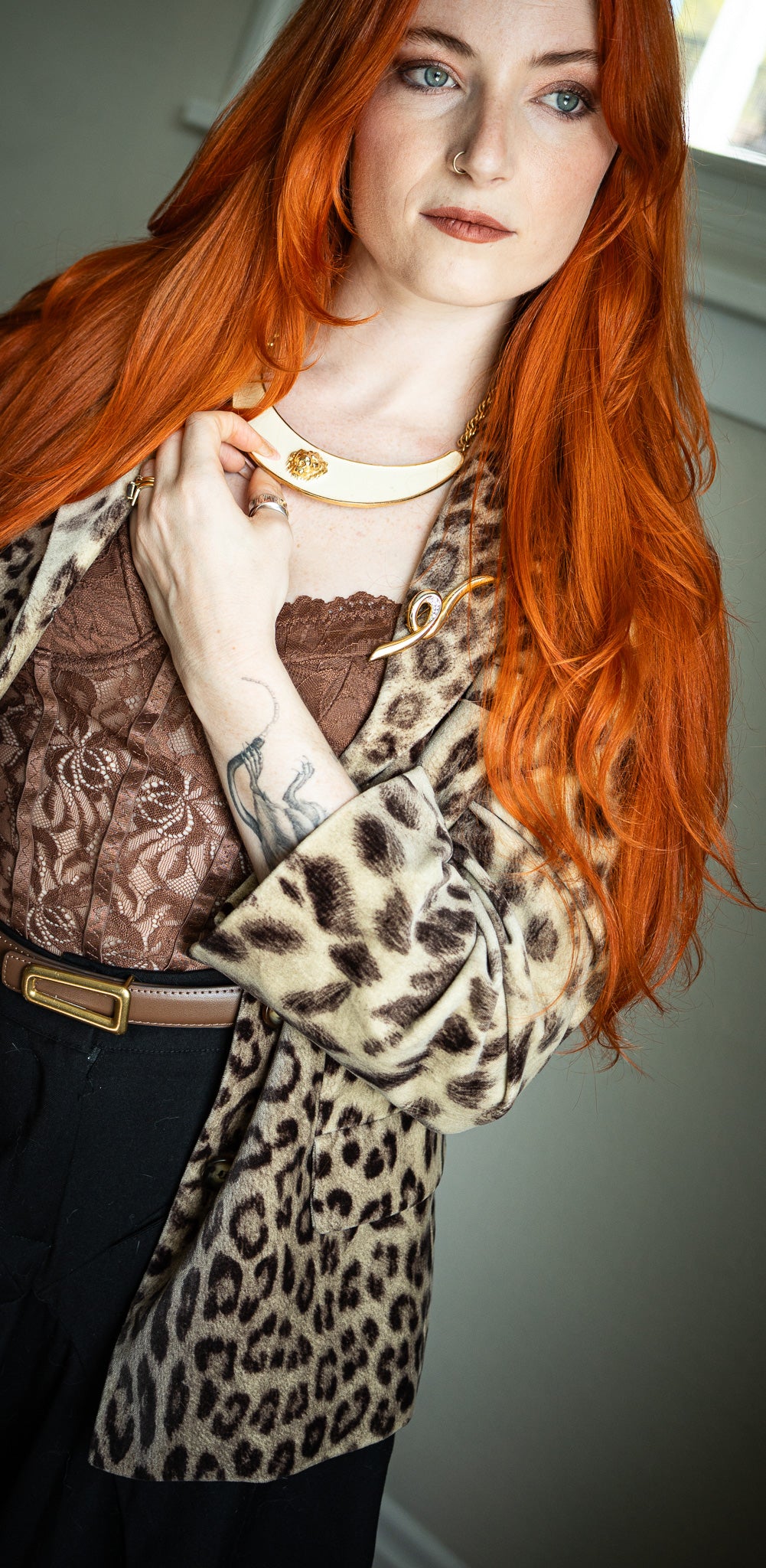 Leopard Broached Out Blazer