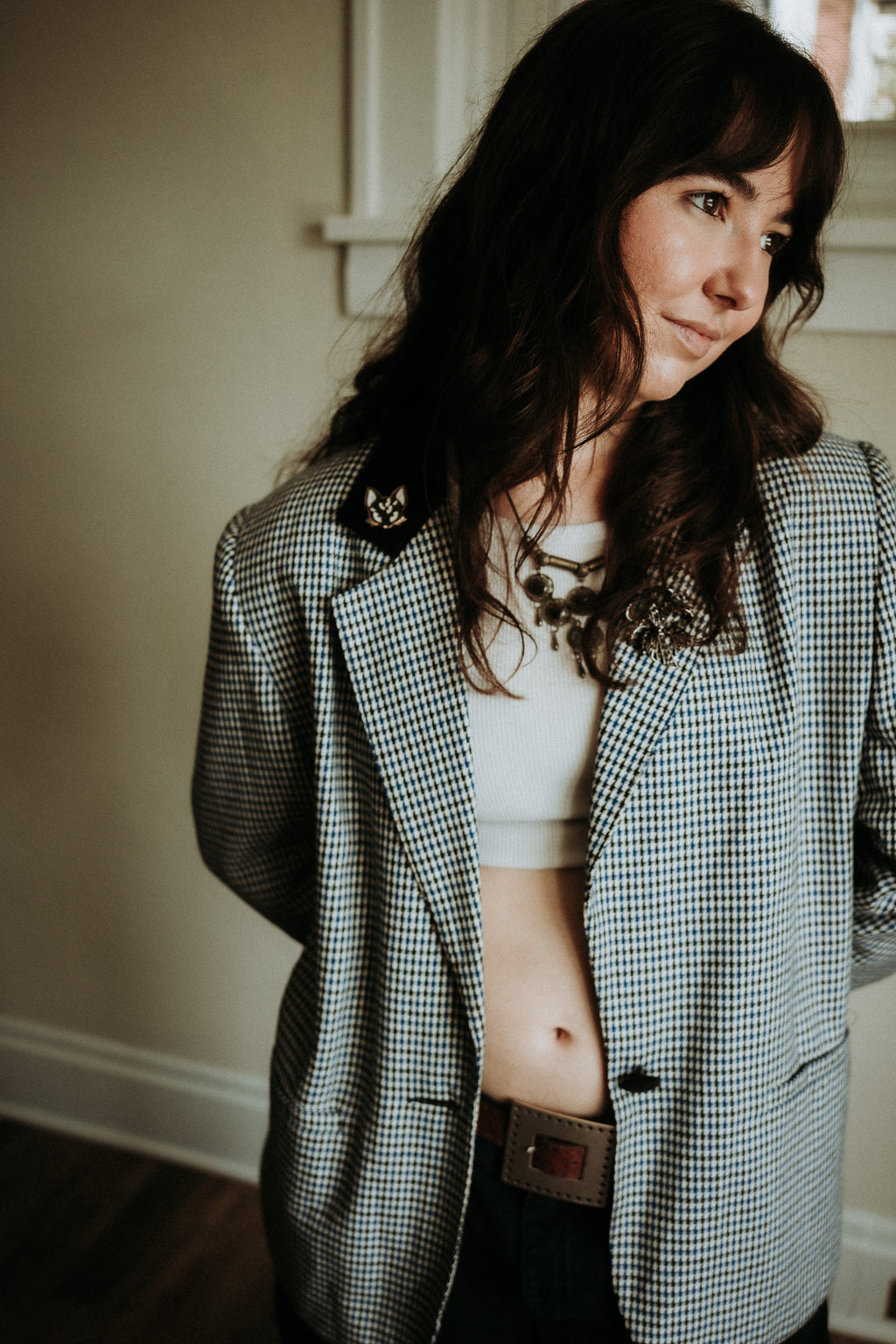 Bex's 80's Houndstooth Brooched Out Blazer