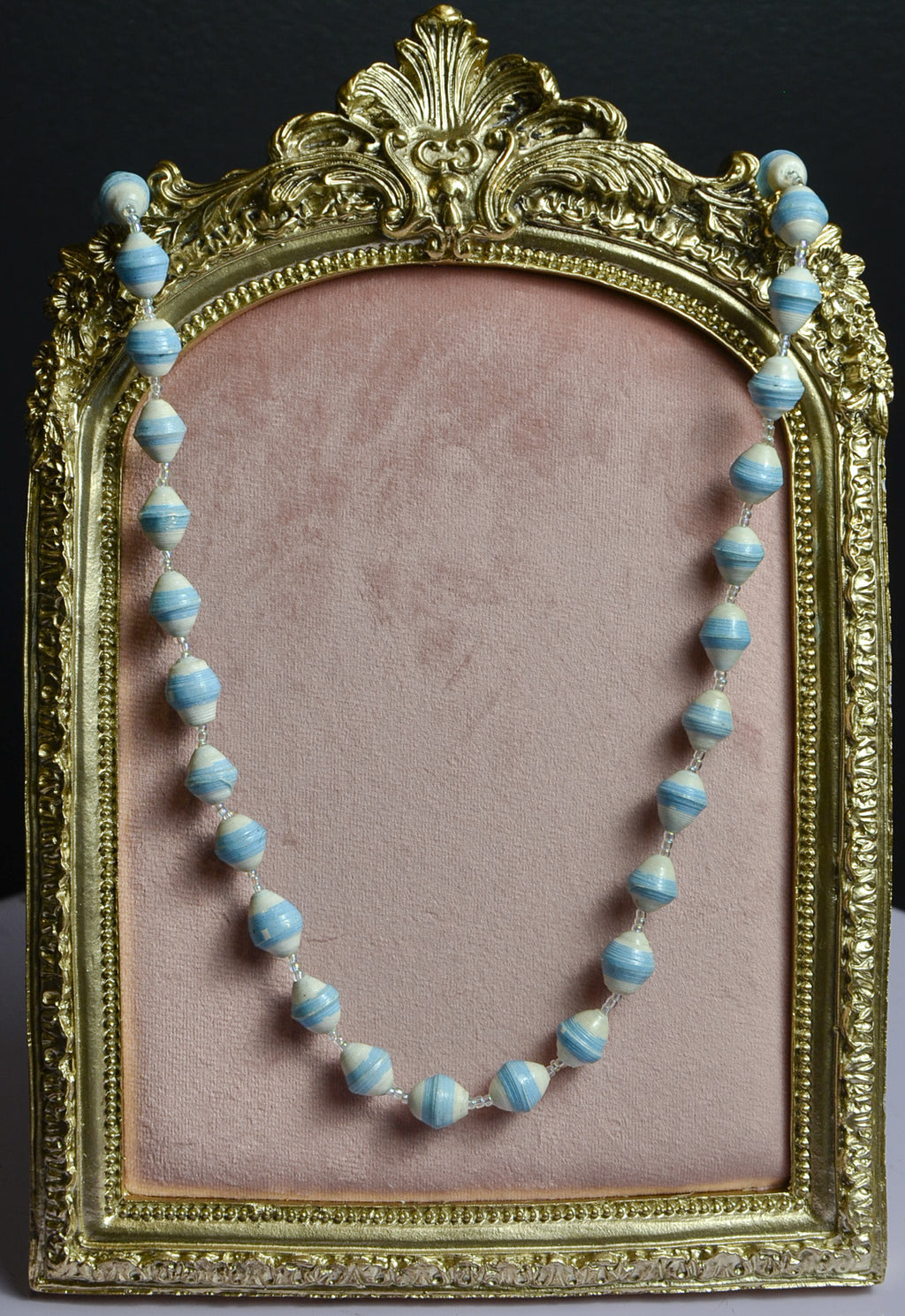 Blue and White Beaded Necklace