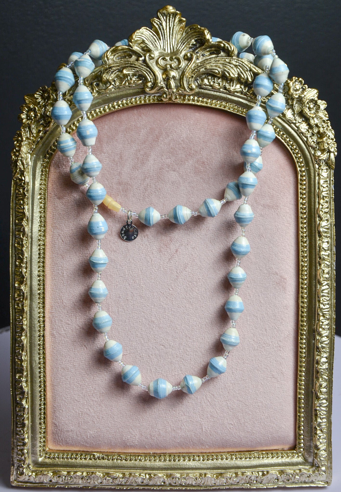 Blue and White Beaded Necklace