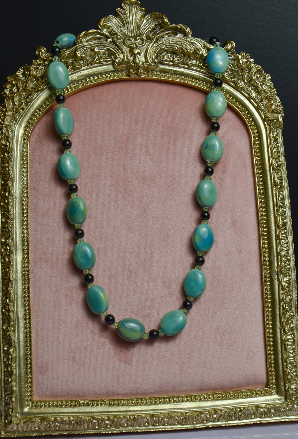 Turquoise Glass Bead Necklace