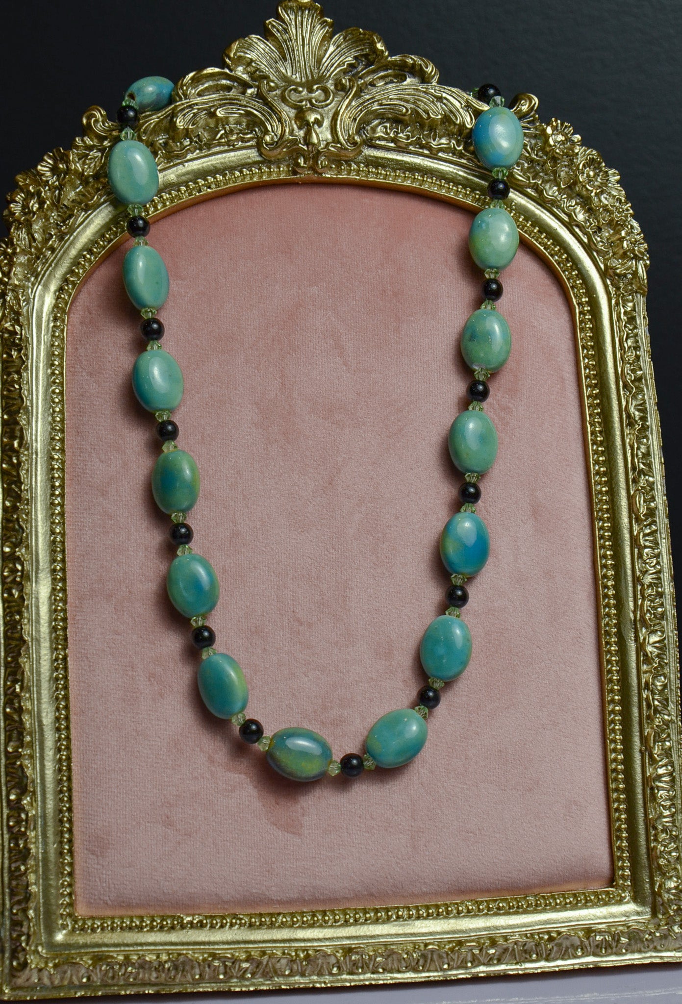 Turquoise Glass Bead Necklace