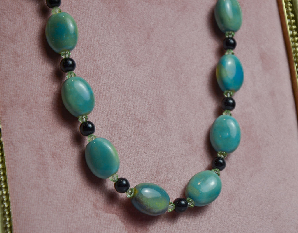 Turquoise Glass Bead Necklace