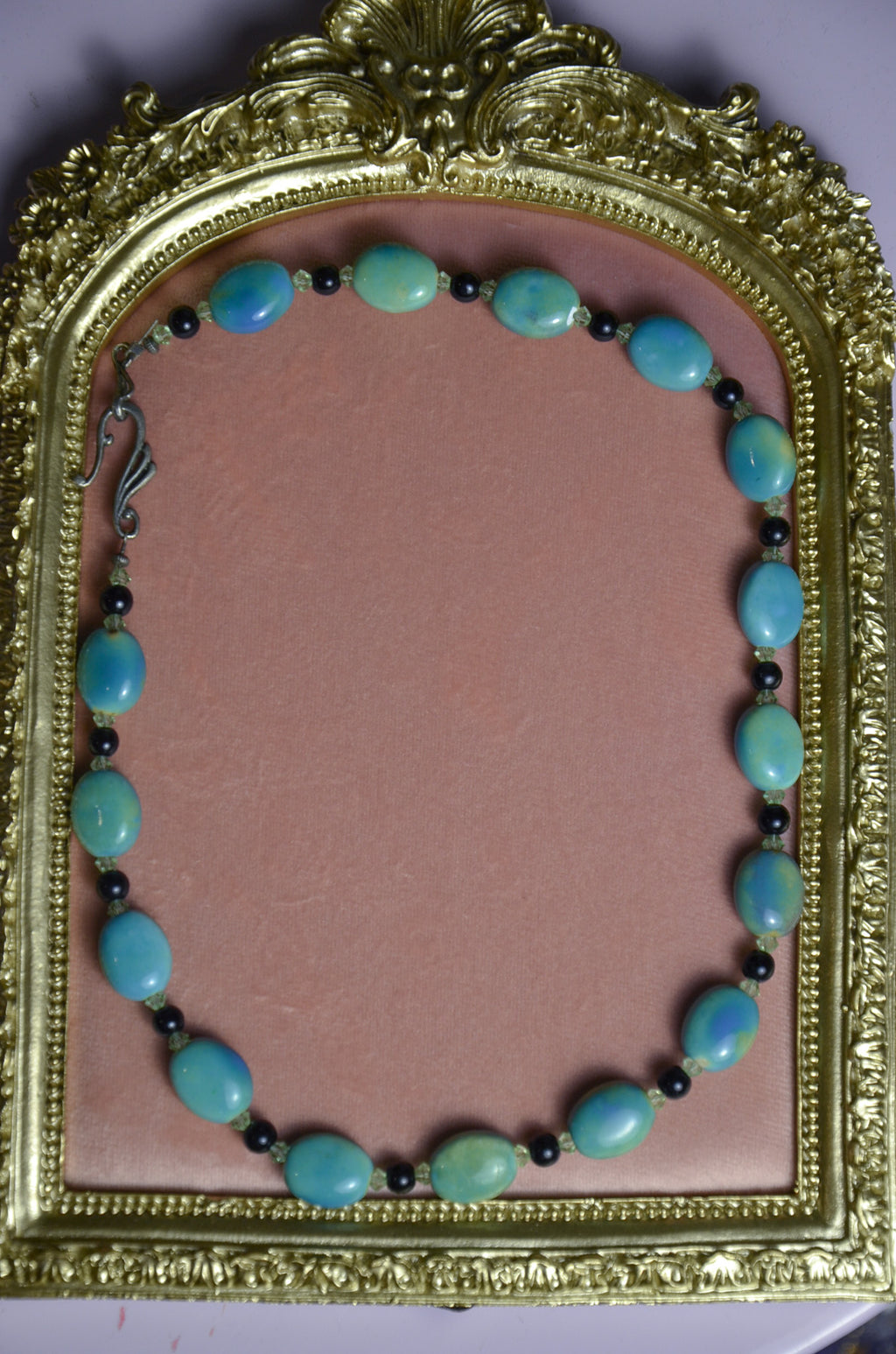 Turquoise Glass Bead Necklace