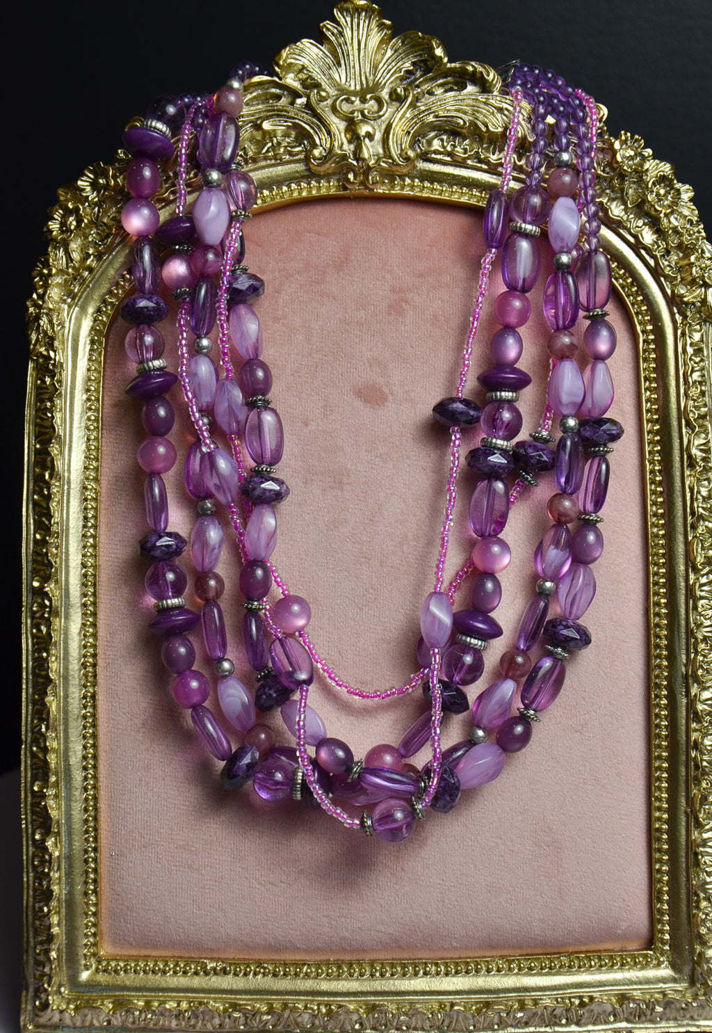 Purple Beaded Multichain Necklace