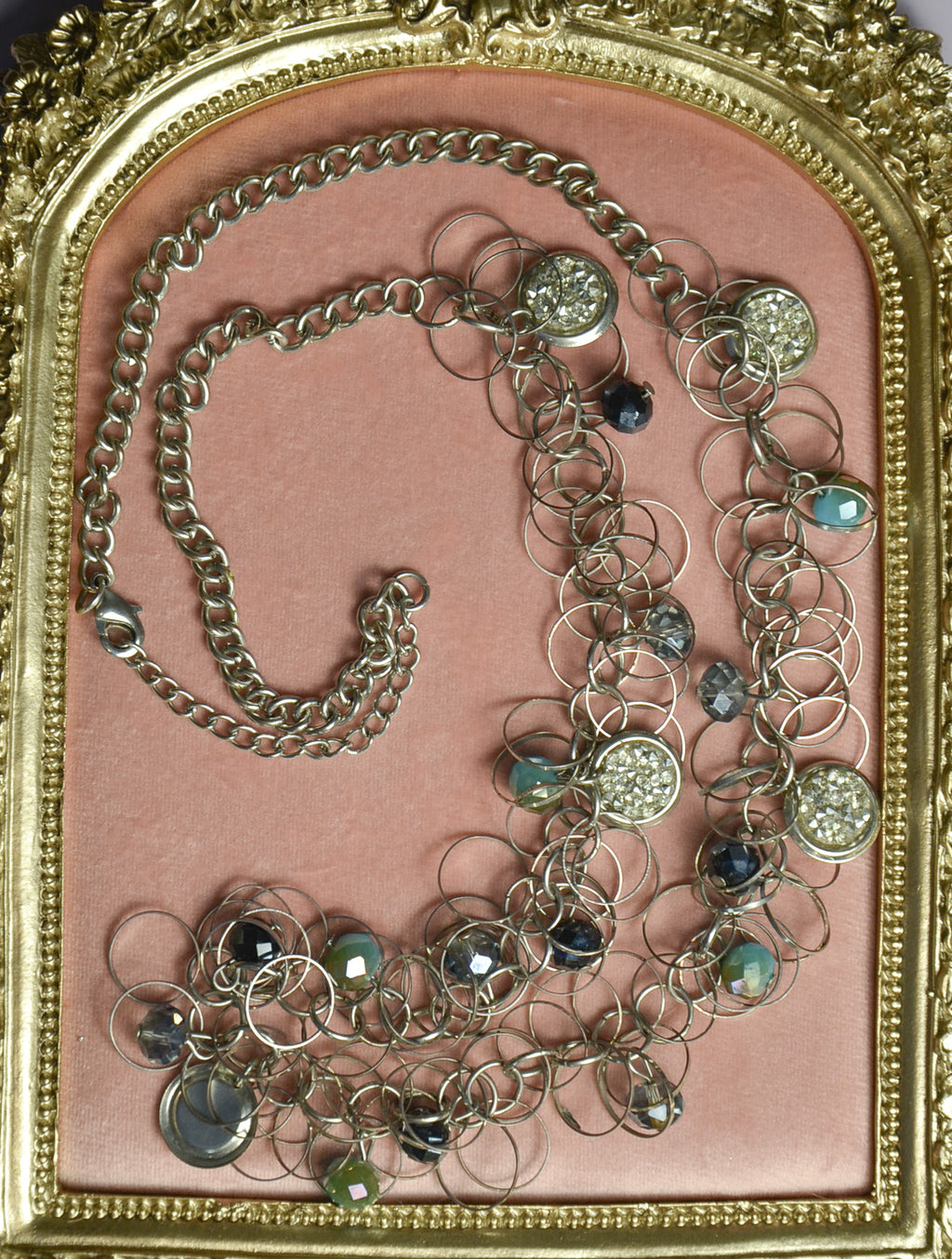 Silver and Blue Hoop Necklace
