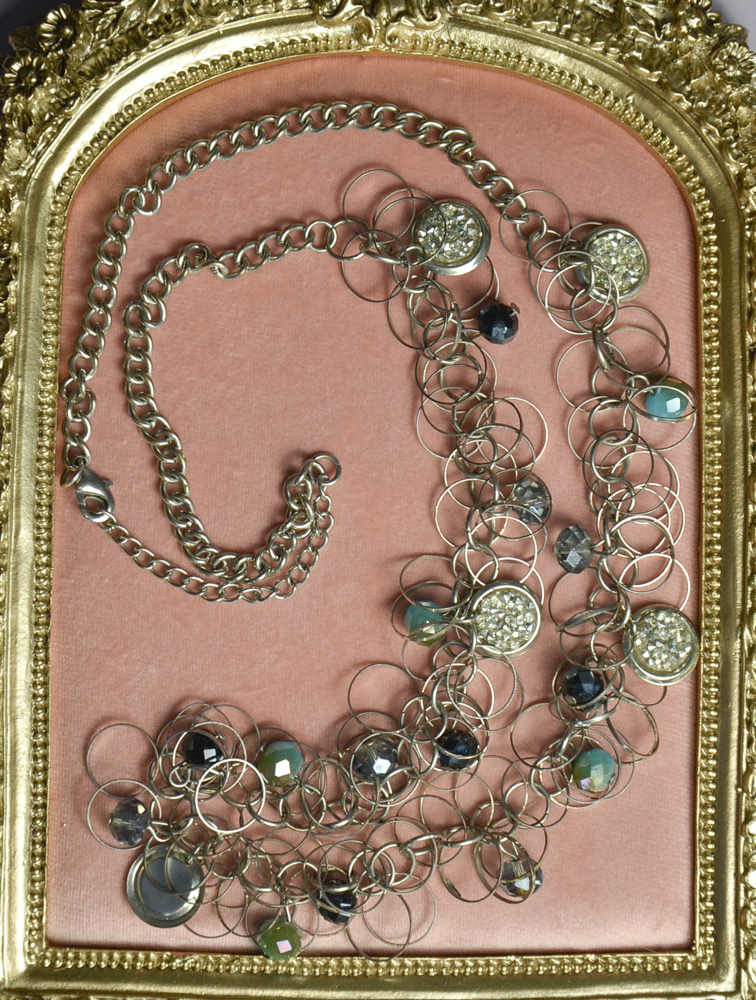 Silver and Blue Hoop Necklace