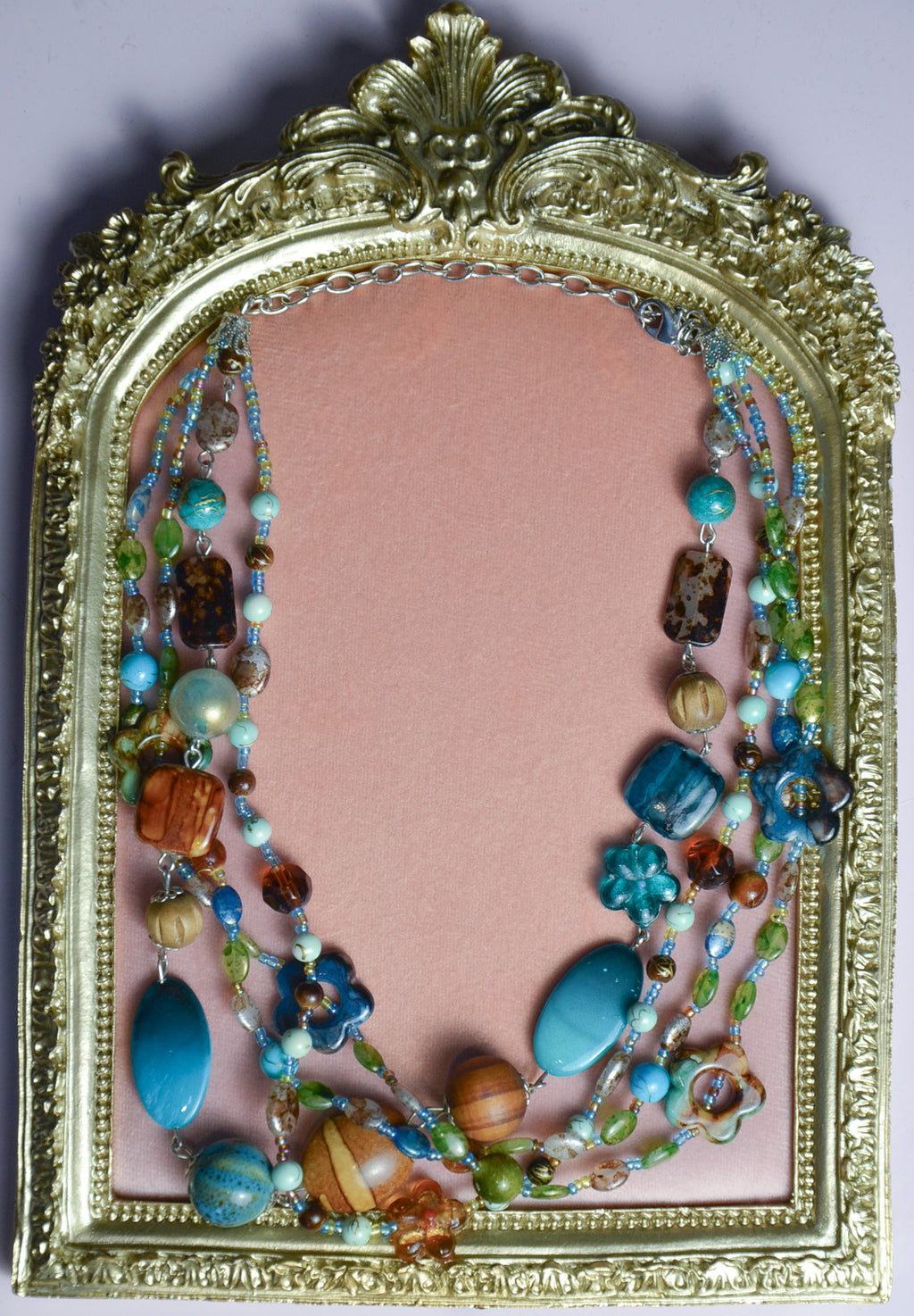 Y2K Blue and Brown Beaded Necklace