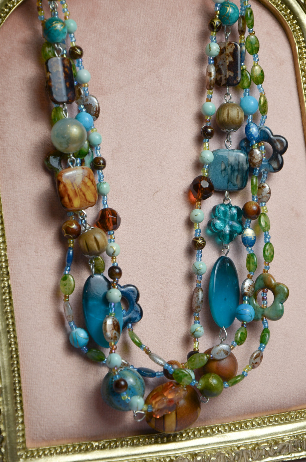 Y2K Blue and Brown Beaded Necklace