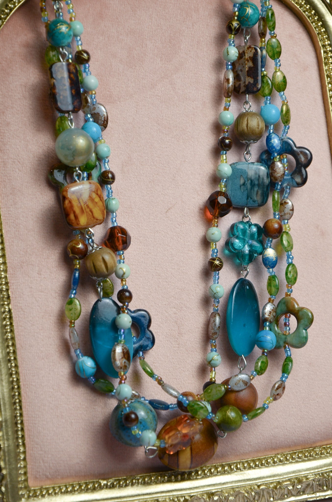 Y2K Blue and Brown Beaded Necklace