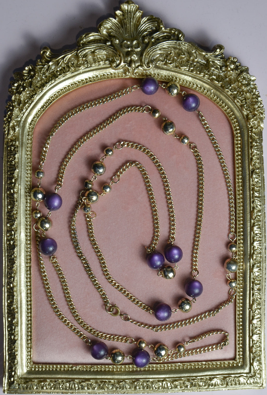 Purple and Gold Beaded Necklace