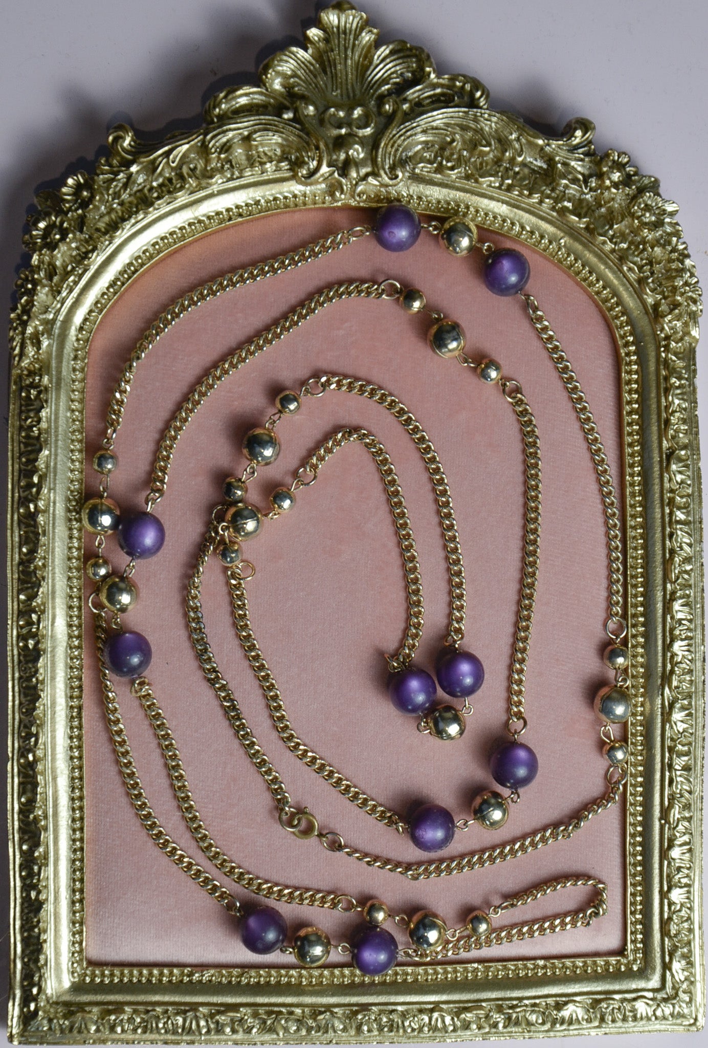 Purple and Gold Beaded Necklace