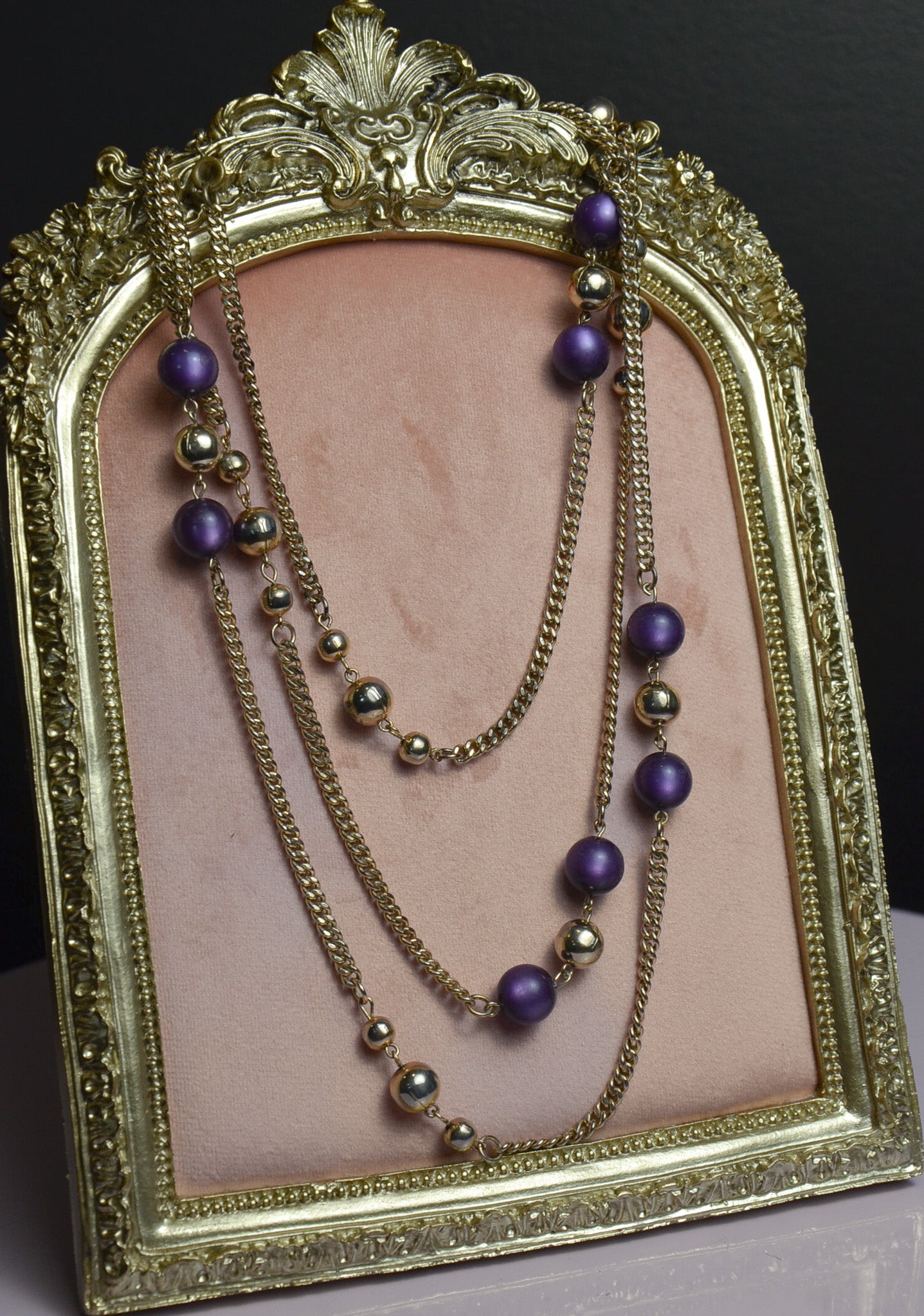 Purple and Gold Beaded Necklace