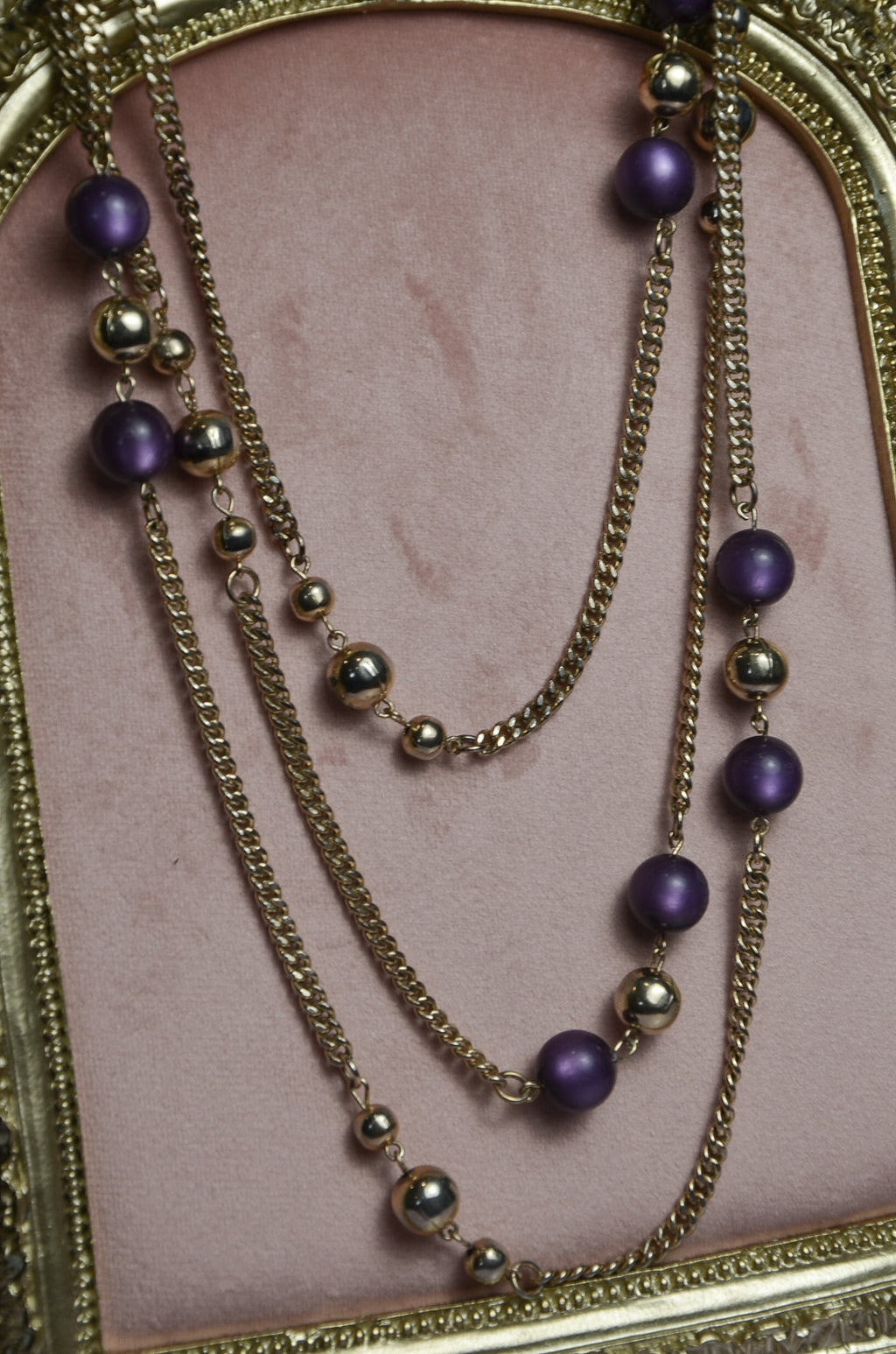 Purple and Gold Beaded Necklace