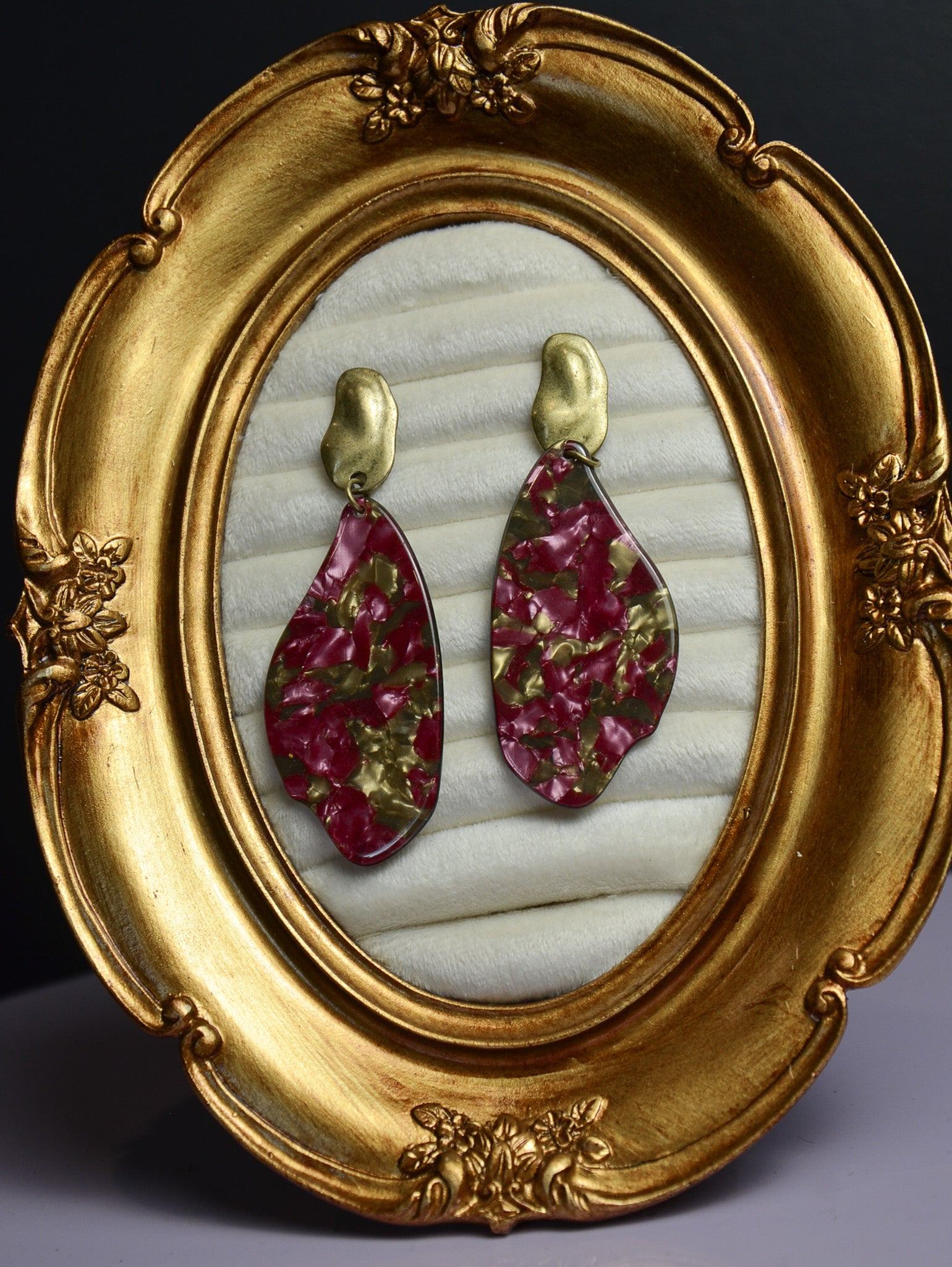 Purple and Gold Marbled Earrings
