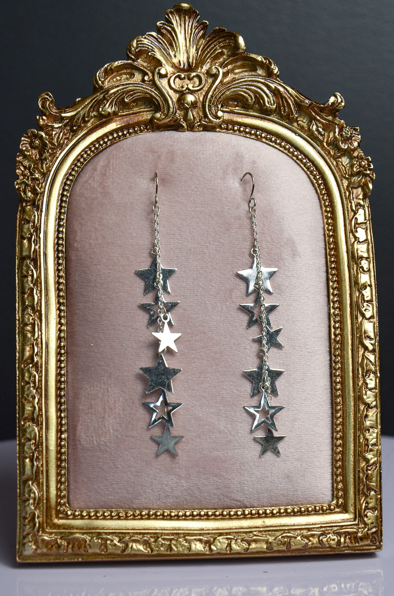 Silver Falling Star Dangle Earrings