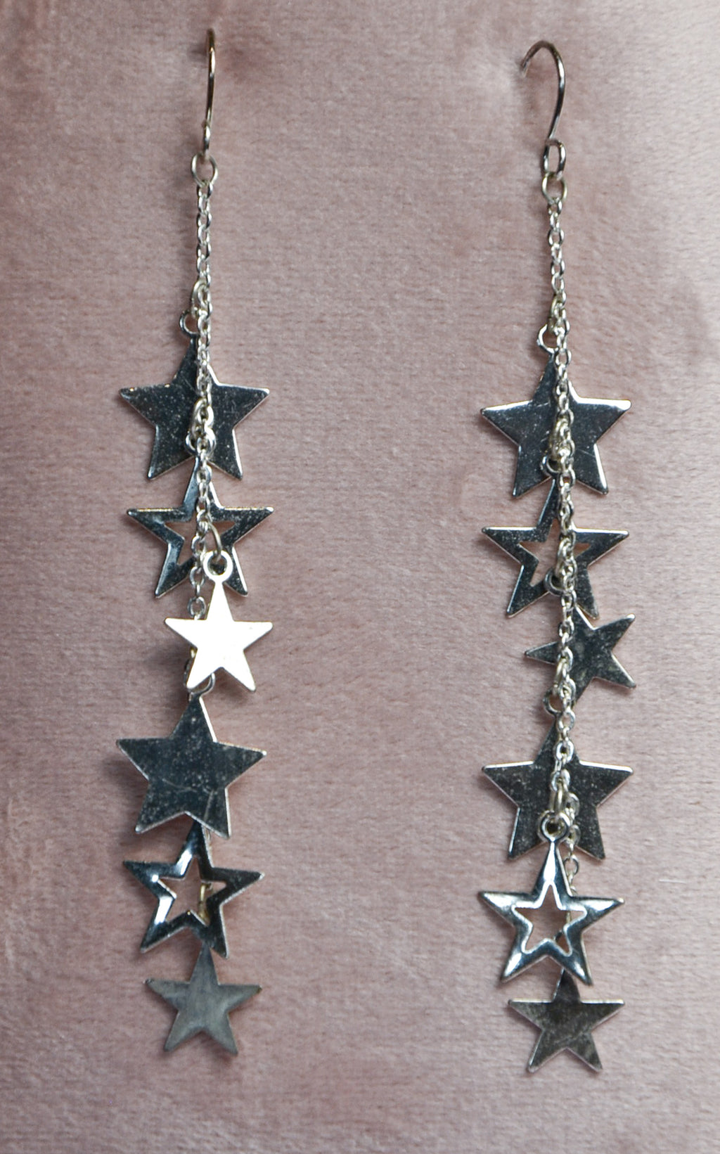 Silver Falling Star Dangle Earrings