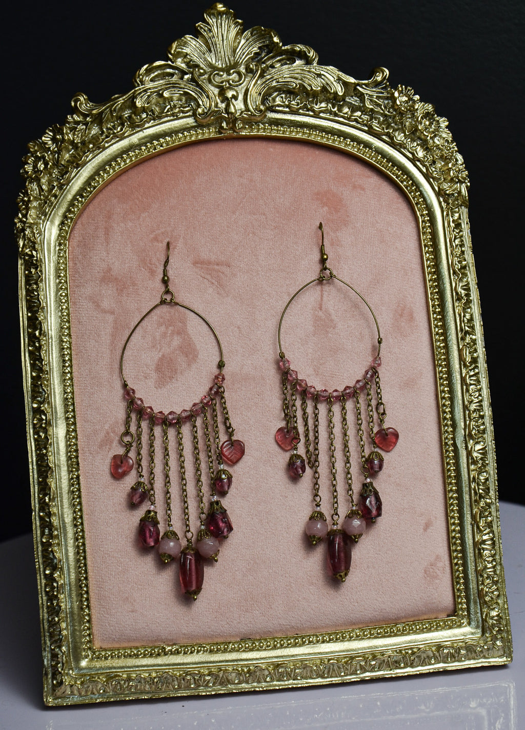 Purple Beaded Dangle Earrings