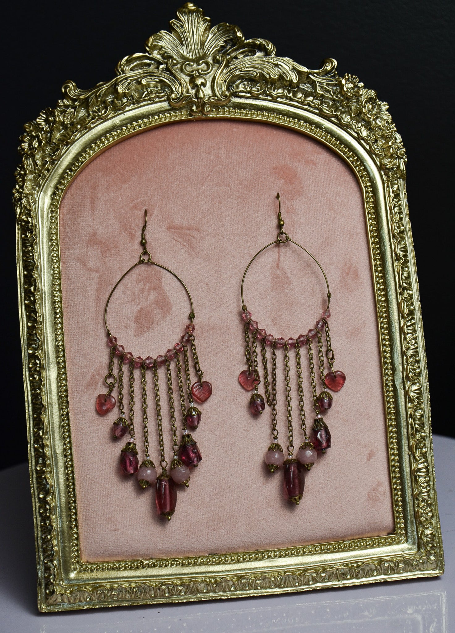 Purple Beaded Dangle Earrings