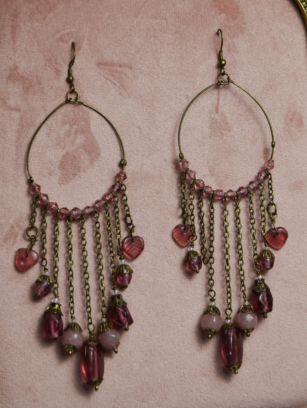Purple Beaded Dangle Earrings
