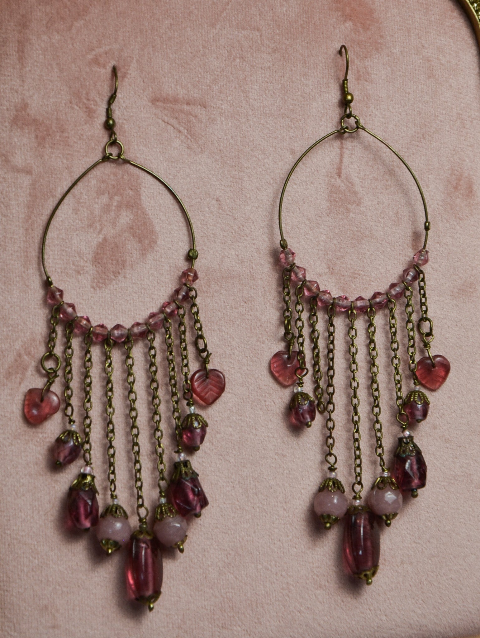 Purple Beaded Dangle Earrings