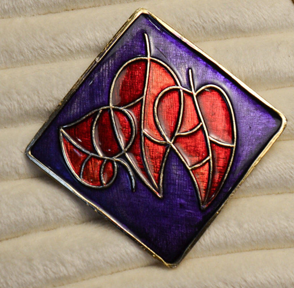 Purple and Red Leaf Brooch
