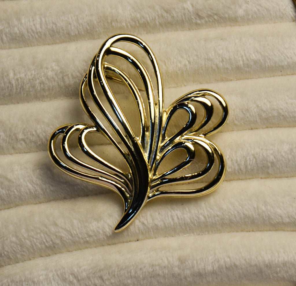 Gold Clover Brooch