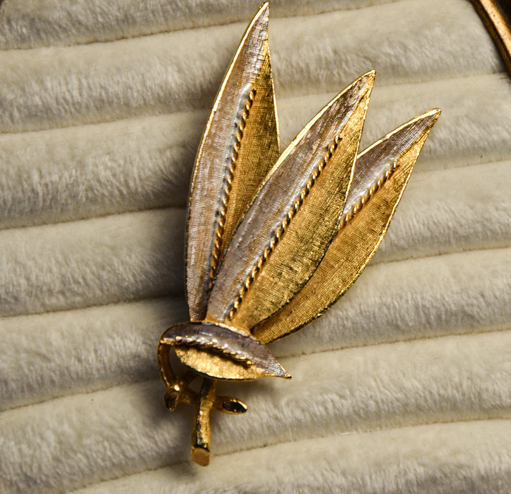 Gold Tri Leaf brooch