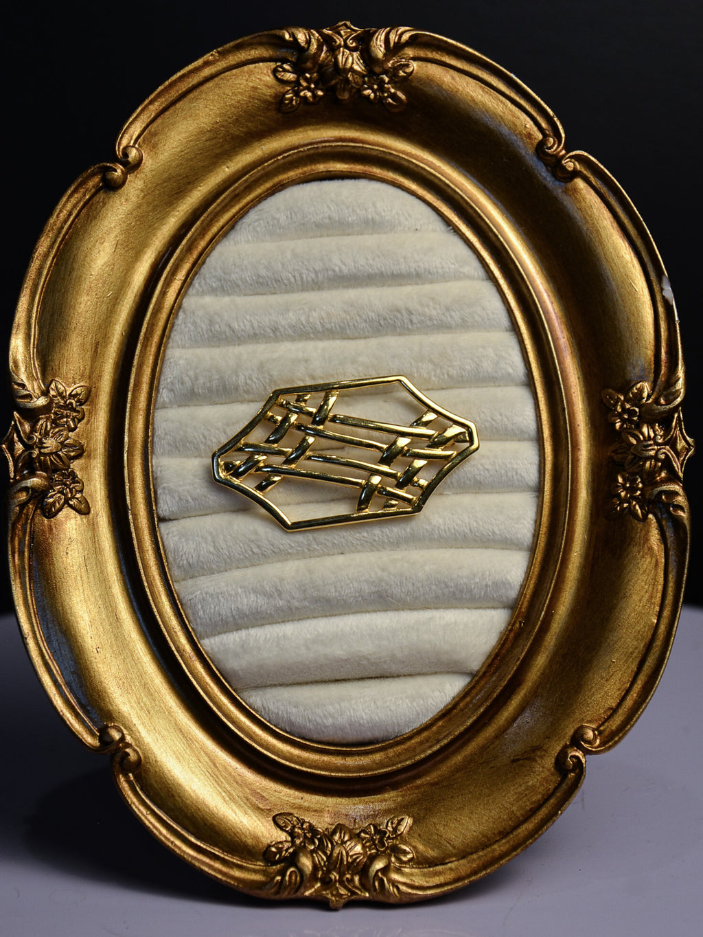 Gold Hexagonal Weaved Brooch