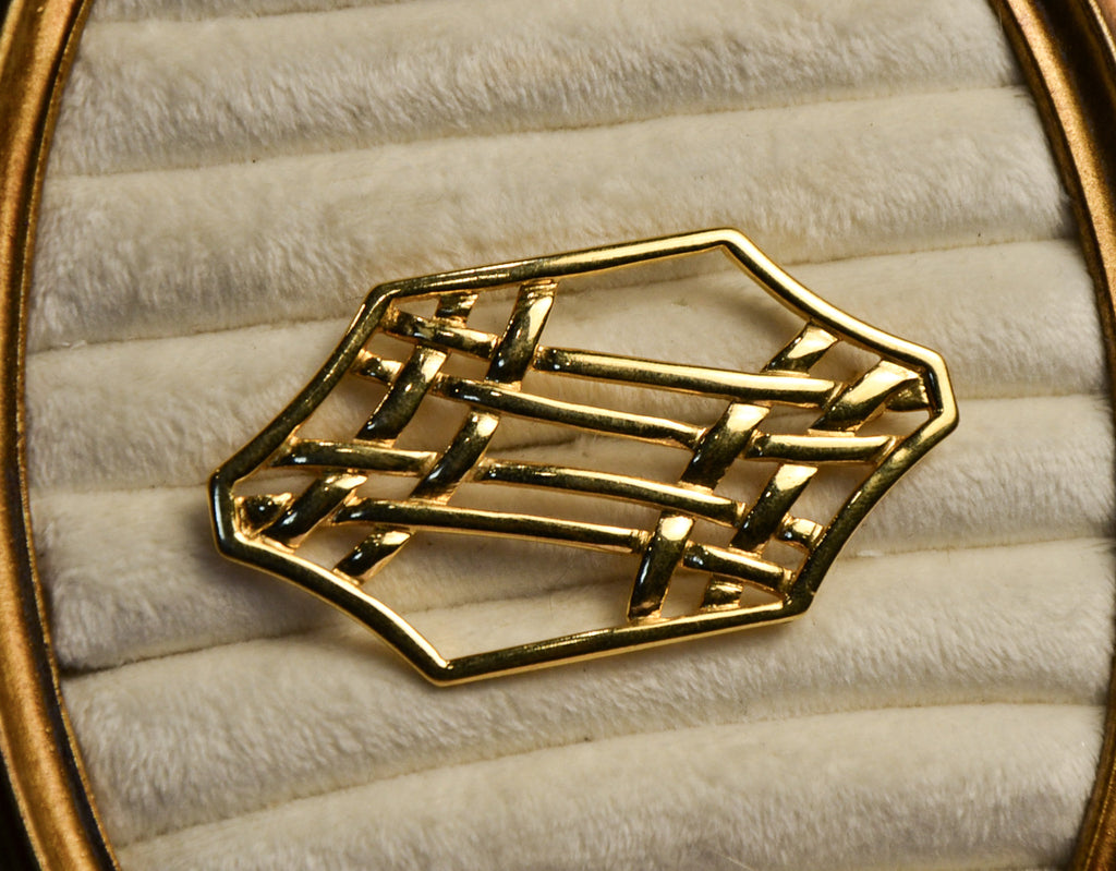 Gold Hexagonal Weaved Brooch