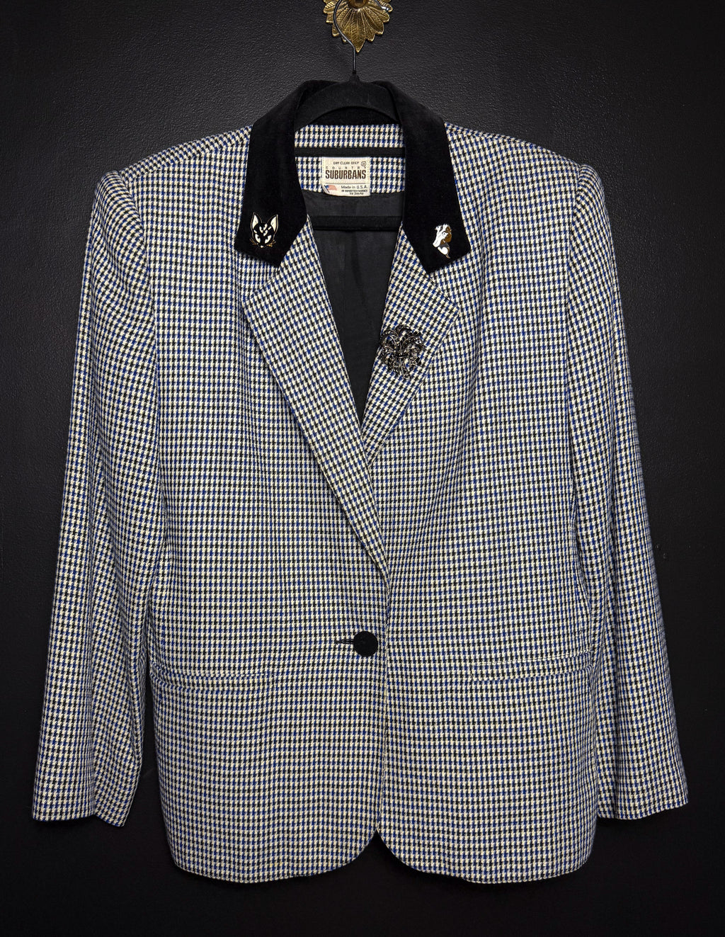 Bex's 80's Houndstooth Brooched Out Blazer