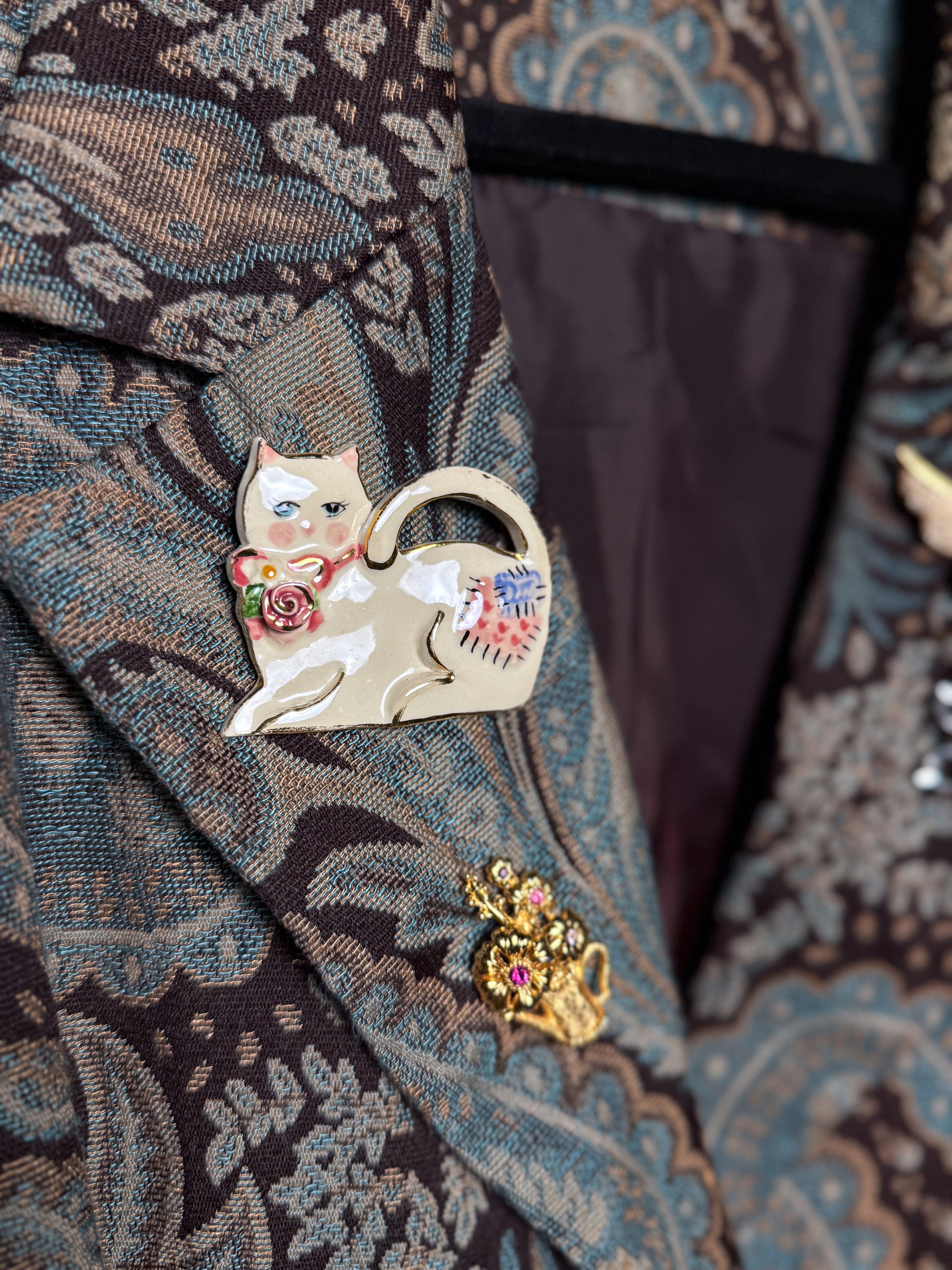 Mckinnlee's Blue Paisley Brooched Out Blazer