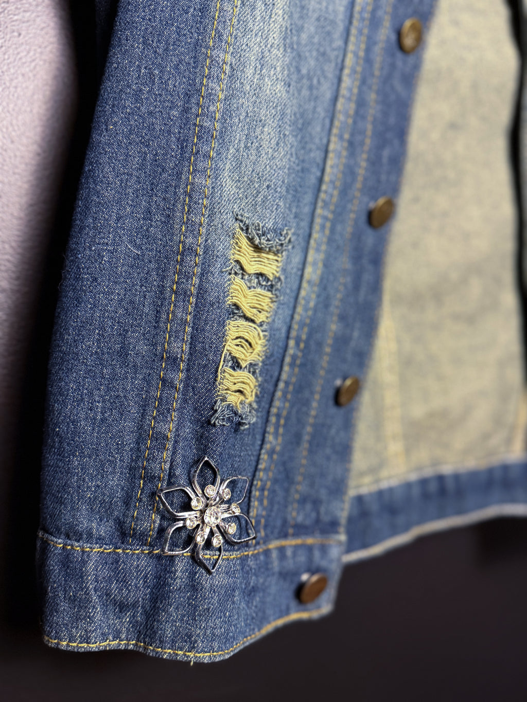 Denim Brooched Out Vest