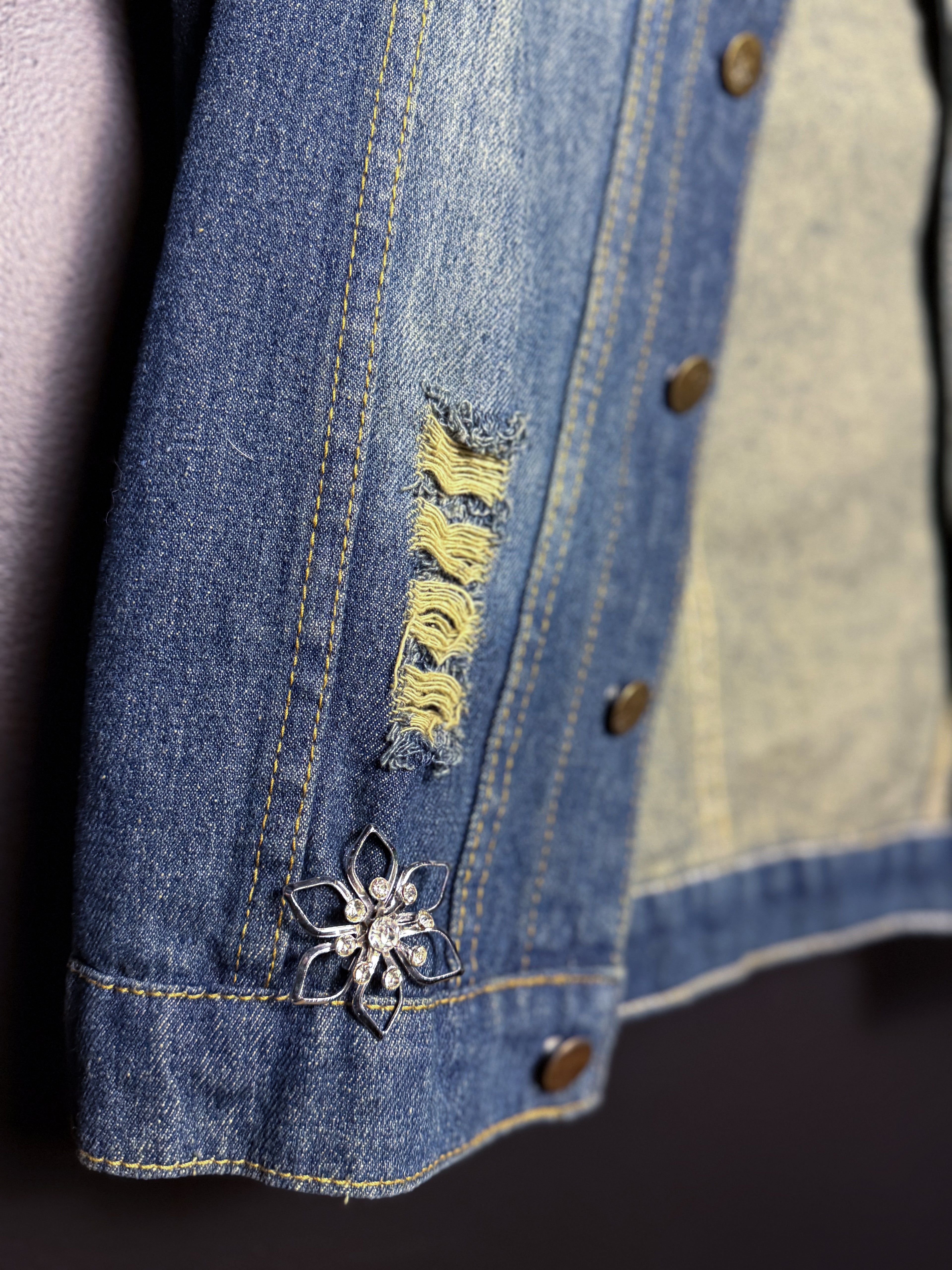 Denim Brooched Out Vest