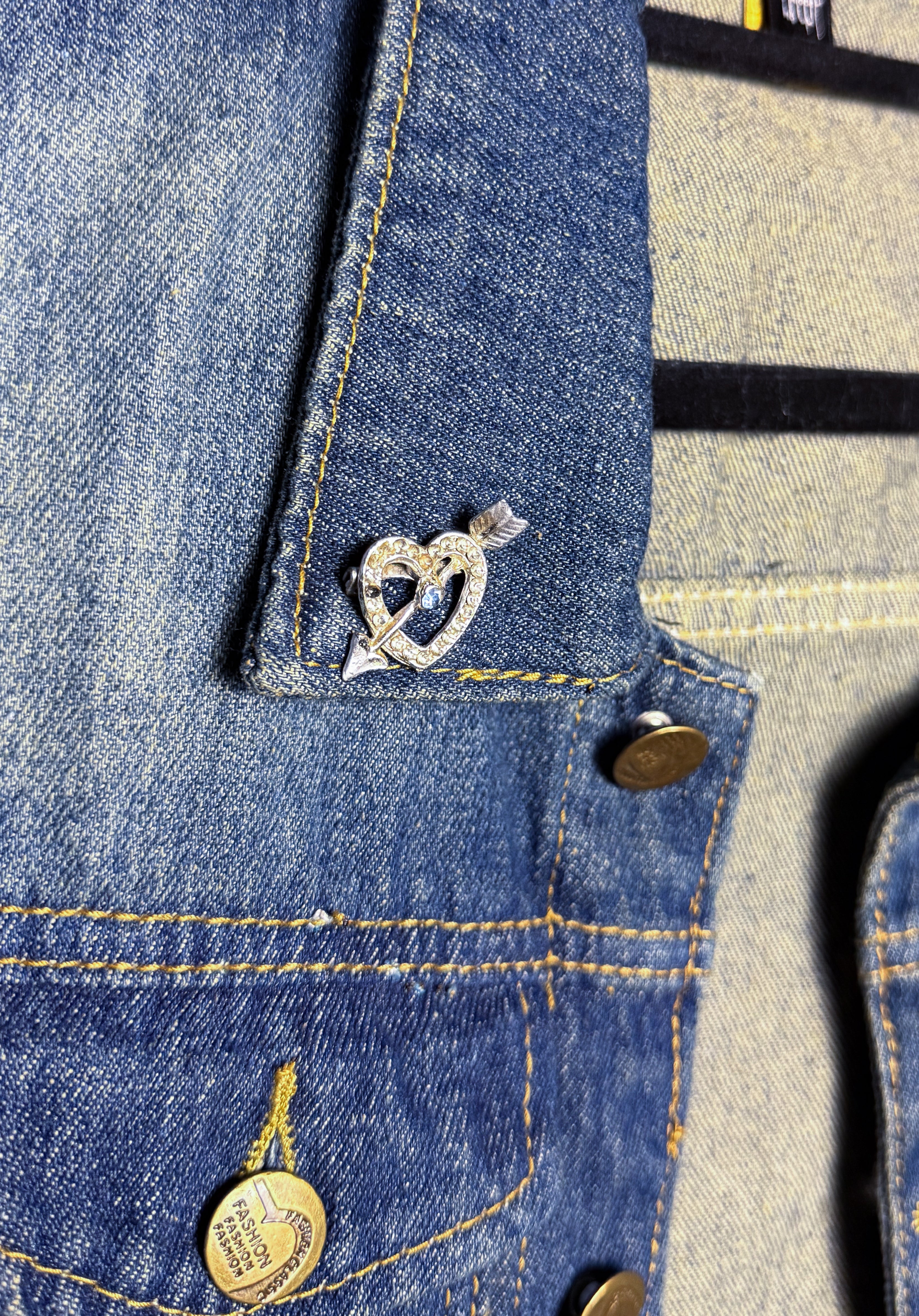 Denim Brooched Out Vest