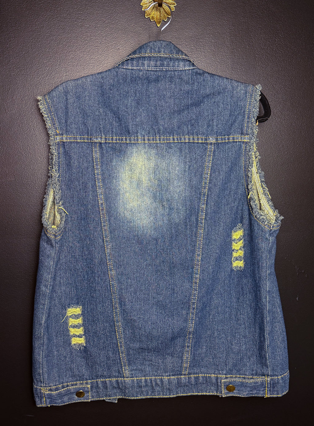 Denim Brooched Out Vest