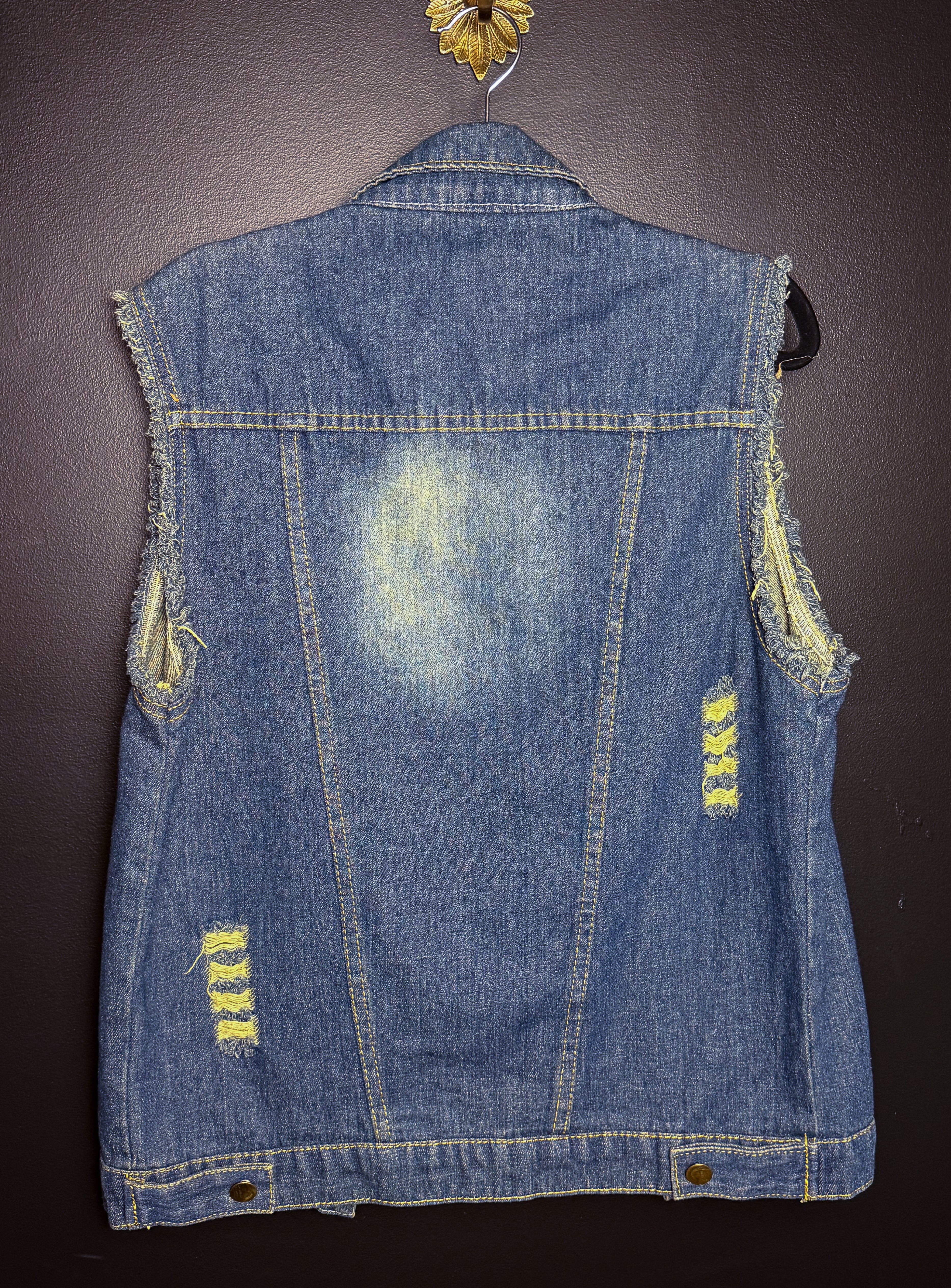 Denim Brooched Out Vest