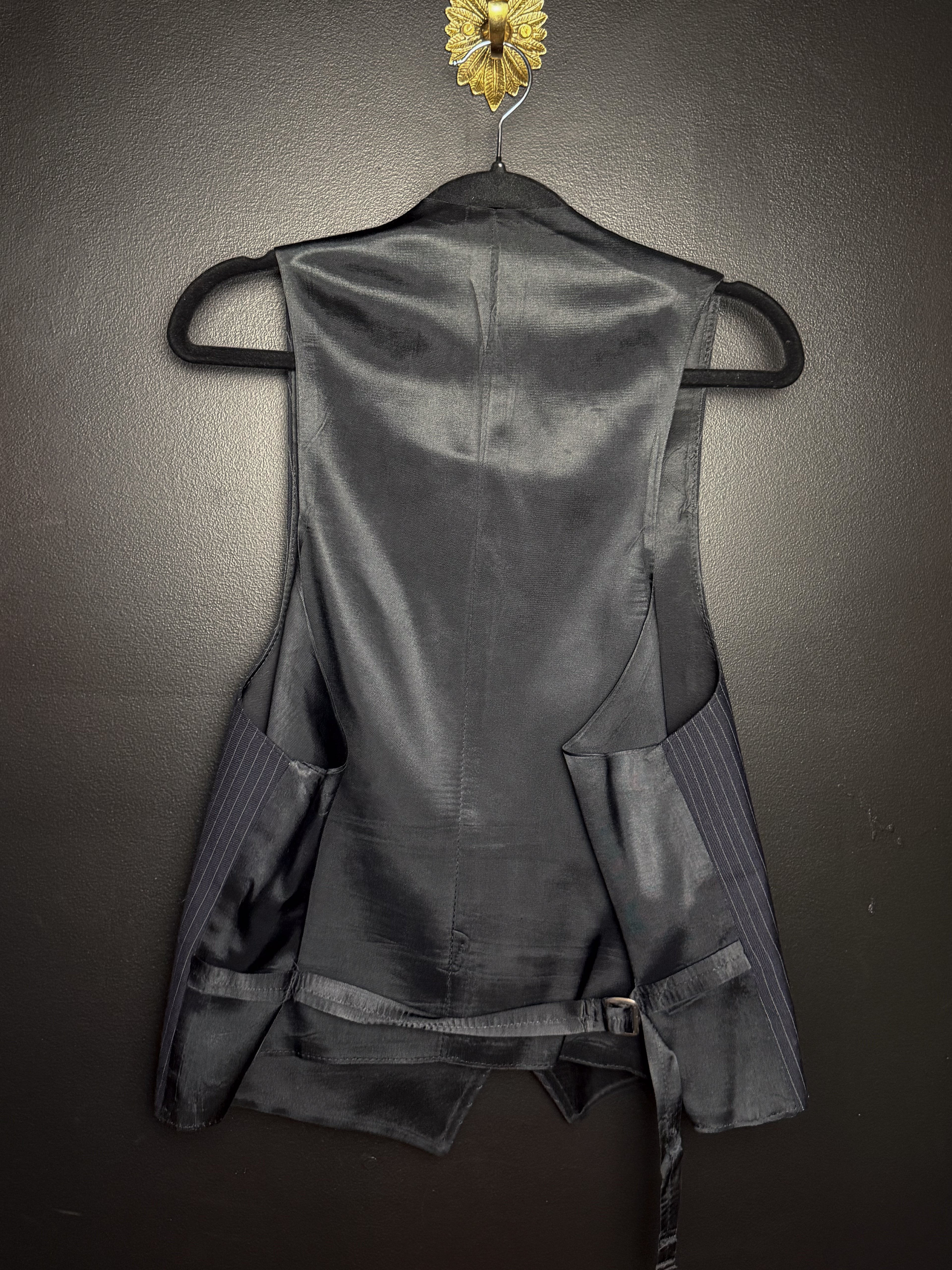 Bex's Black Pinstripe Brooched Out Vest