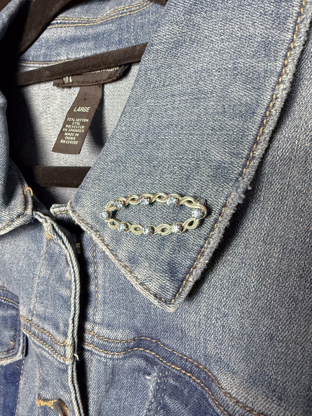 Brooched Denim Jacket