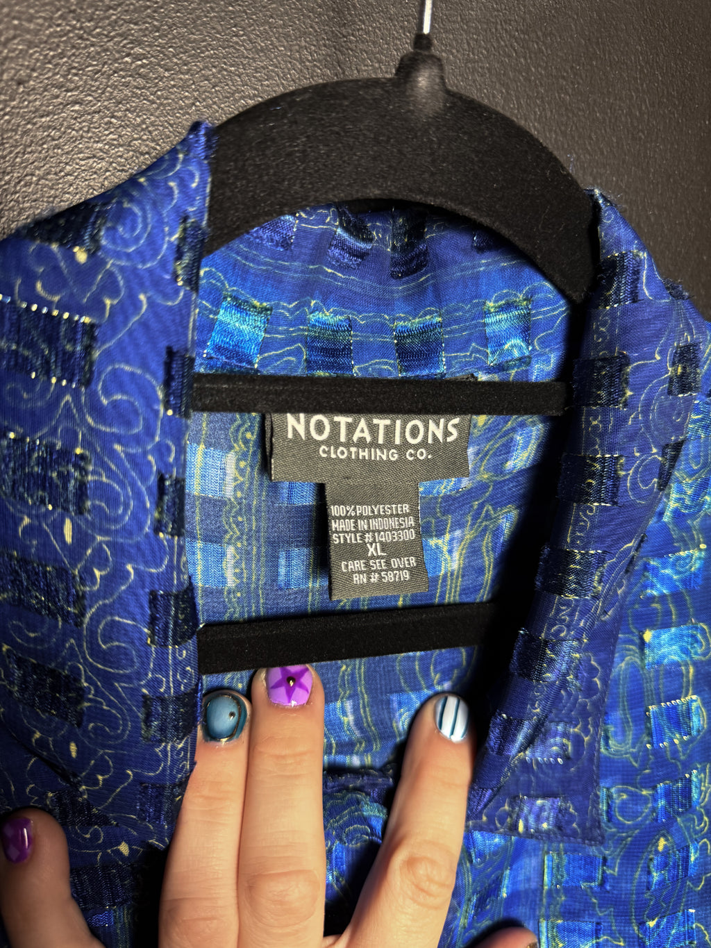 Vintage Notations Sheer Blue Button Down