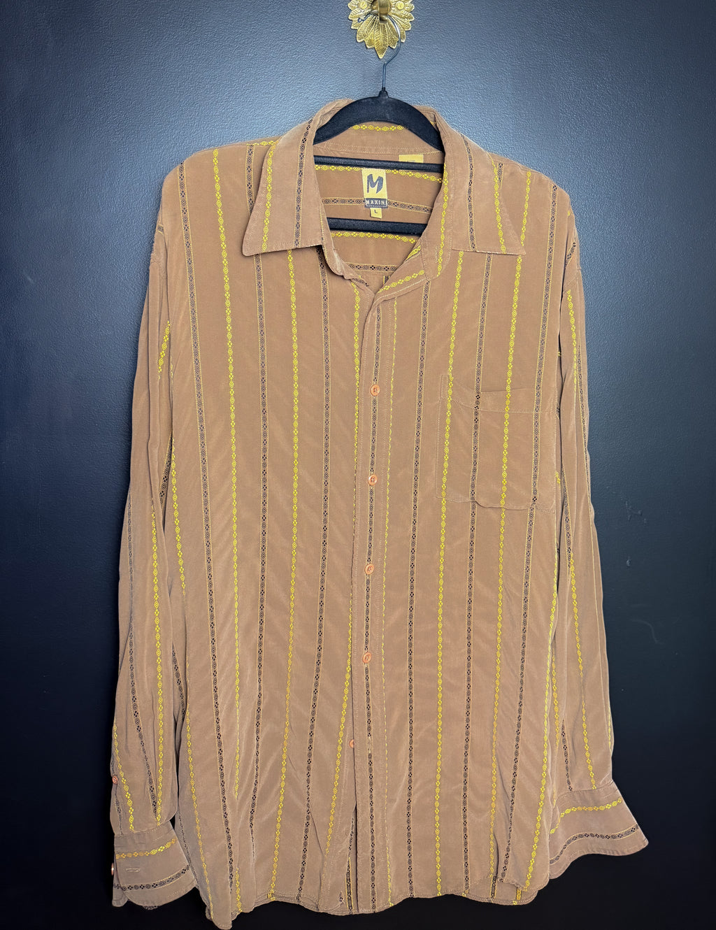 Maxini Brown and Gold Button Down