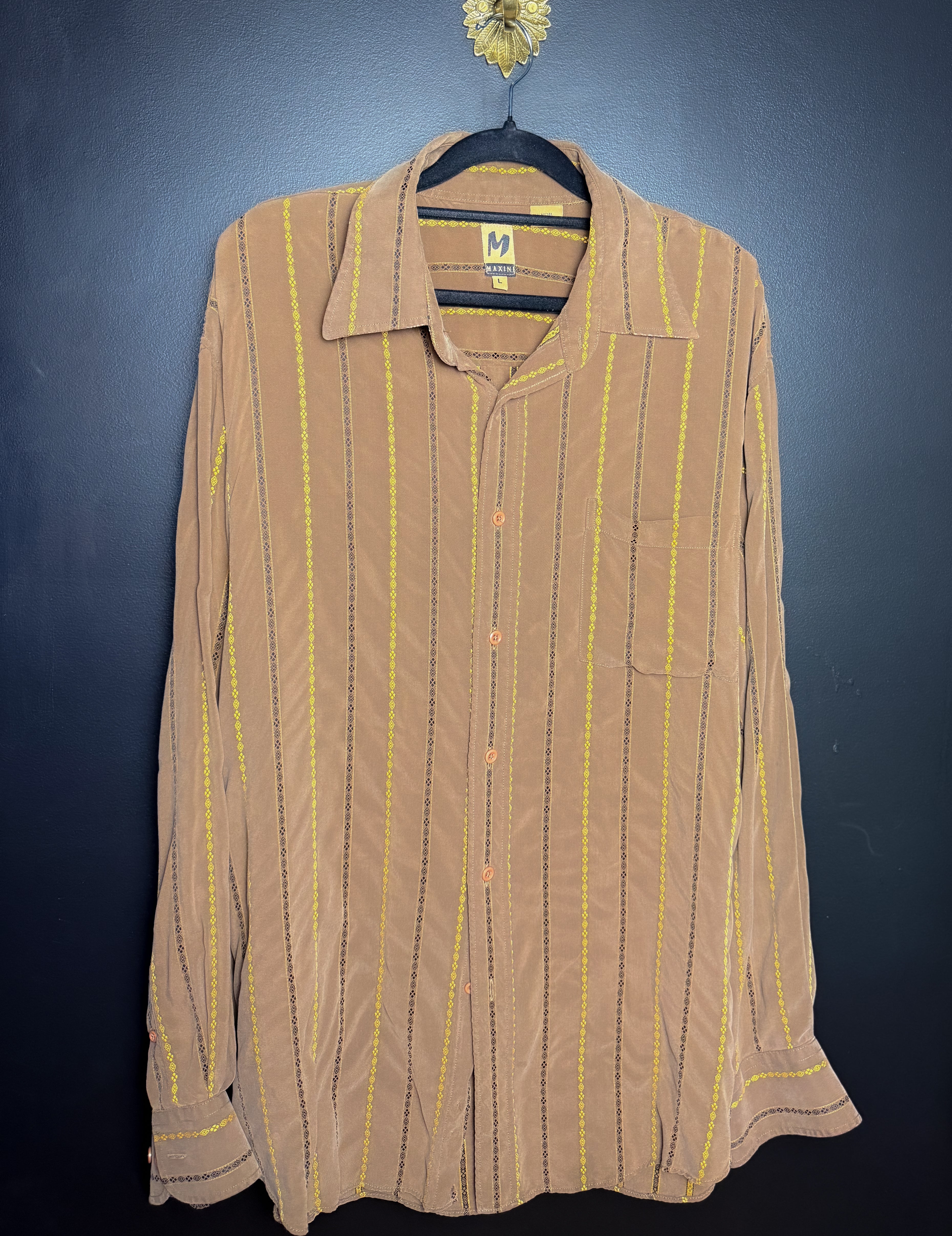 Maxini Brown and Gold Button Down