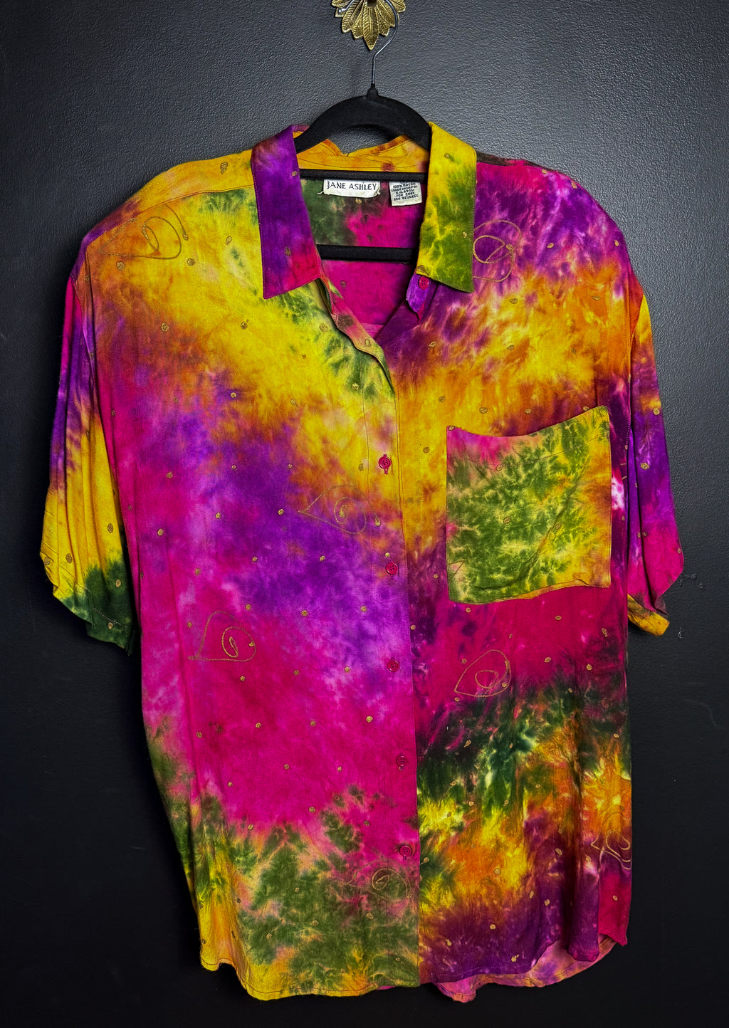 Tie Dye Short Sleeved Button Up