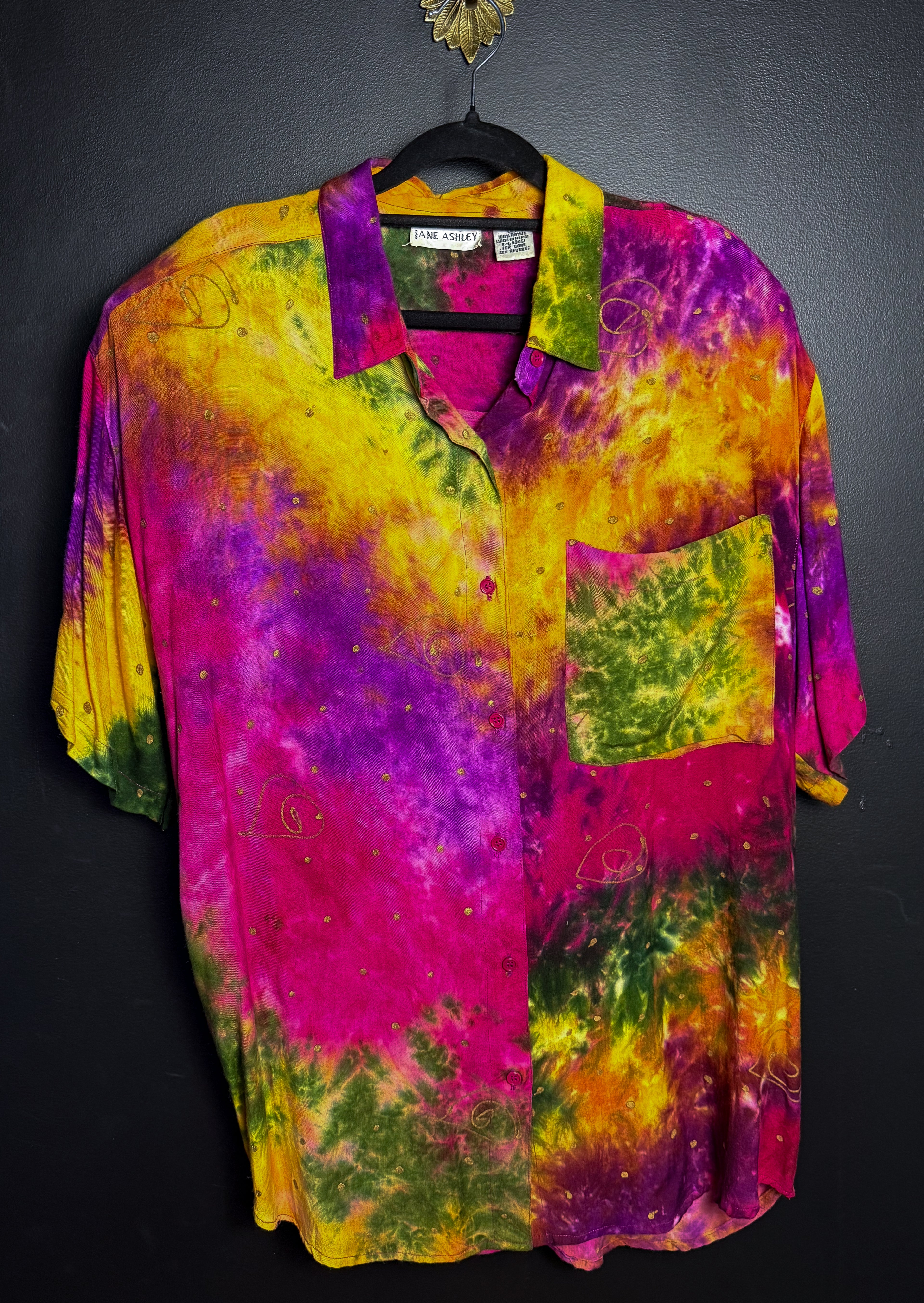 Tie Dye Short Sleeved Button Up
