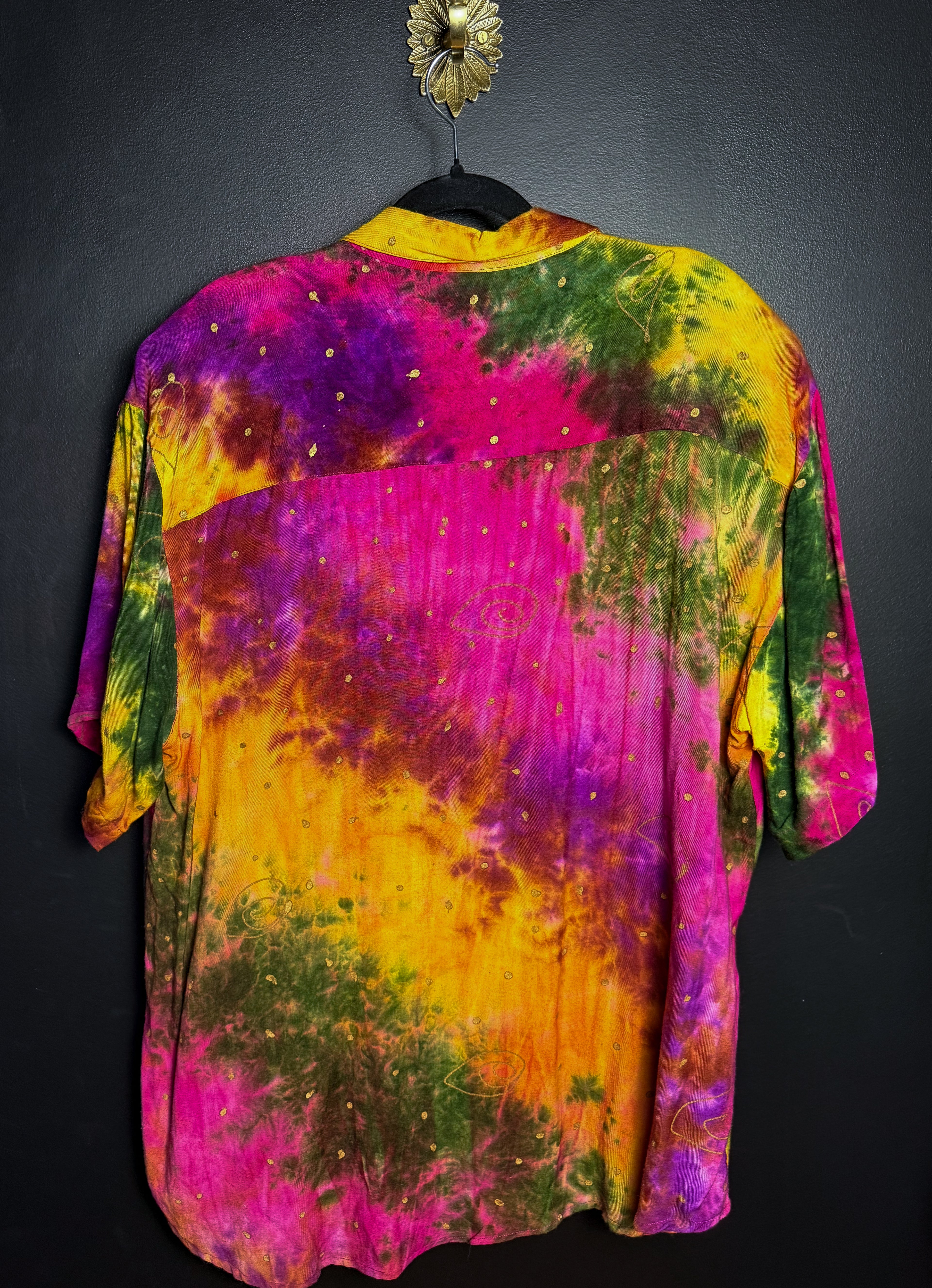 Tie Dye Short Sleeved Button Up