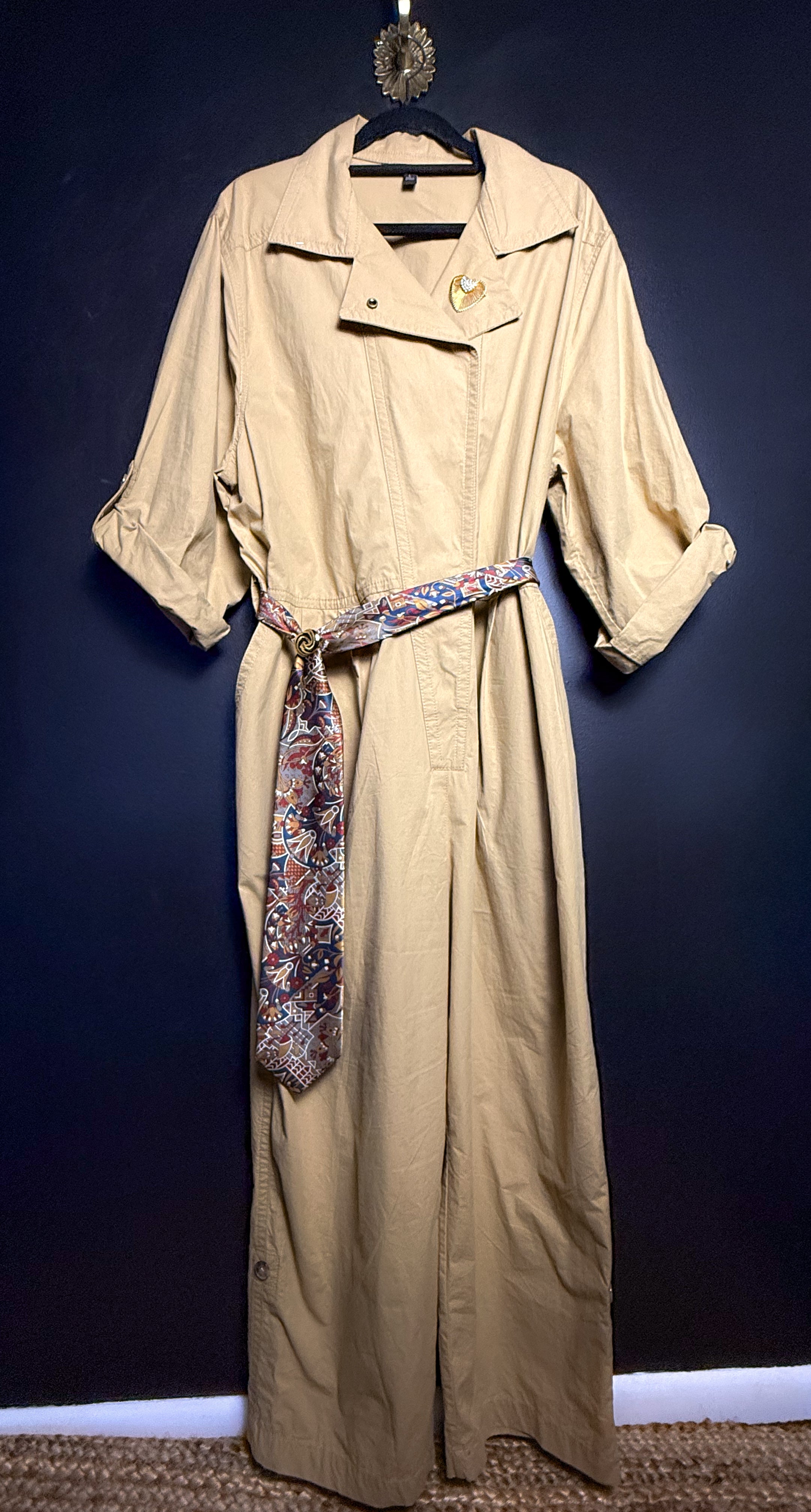 Mckinnlee's Wild Safari Jumpsuit with Heart Brooch and Tie Belt