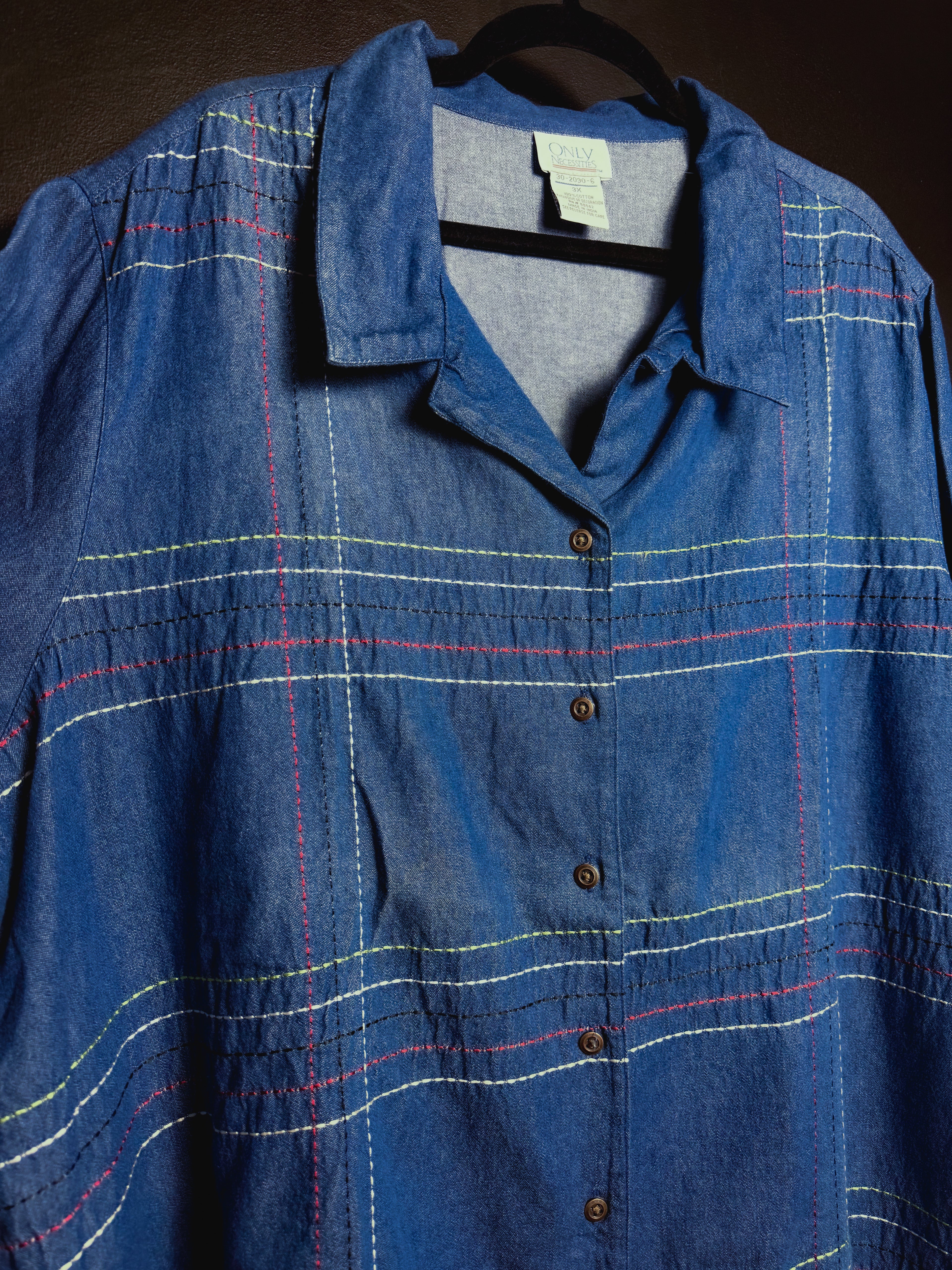 Only Necessities Blue Denim Striped Shirt