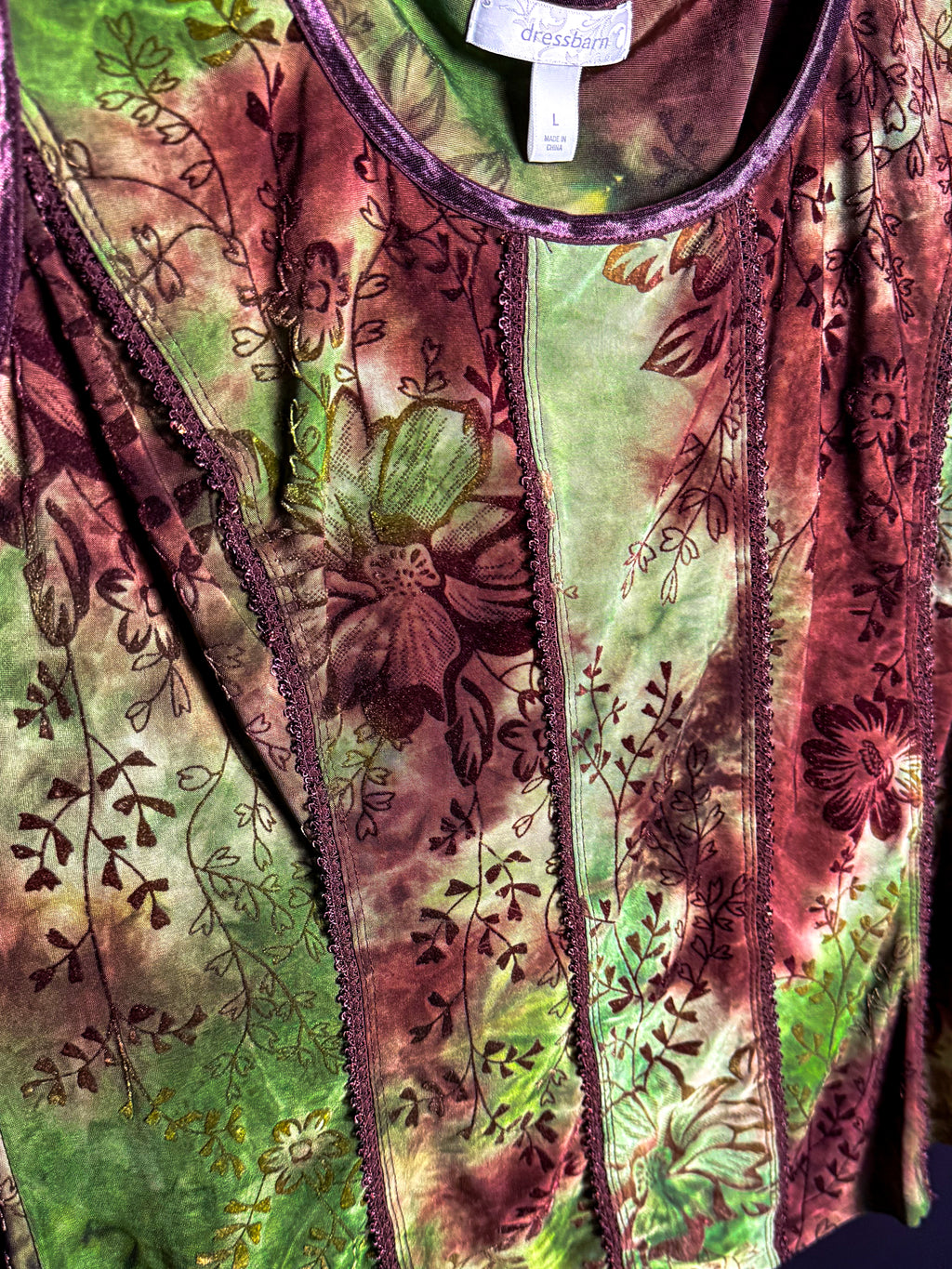 Fairy Core Green and Brown Floral Tank